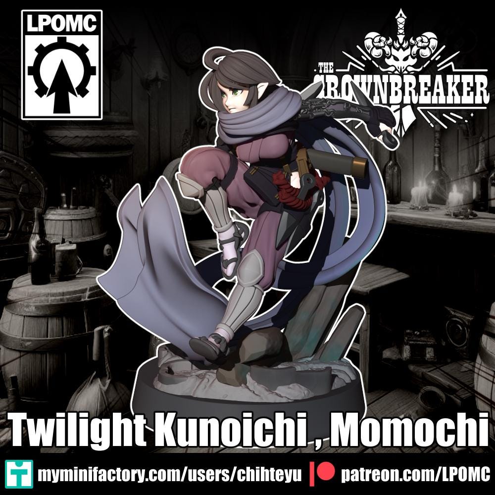 Kunoichi Momochi Miniature - 28mm / 32mm / 36mm / 75mm - LPOMC - Resin Printed Figure for D&D, TTRPGs, and Board Games