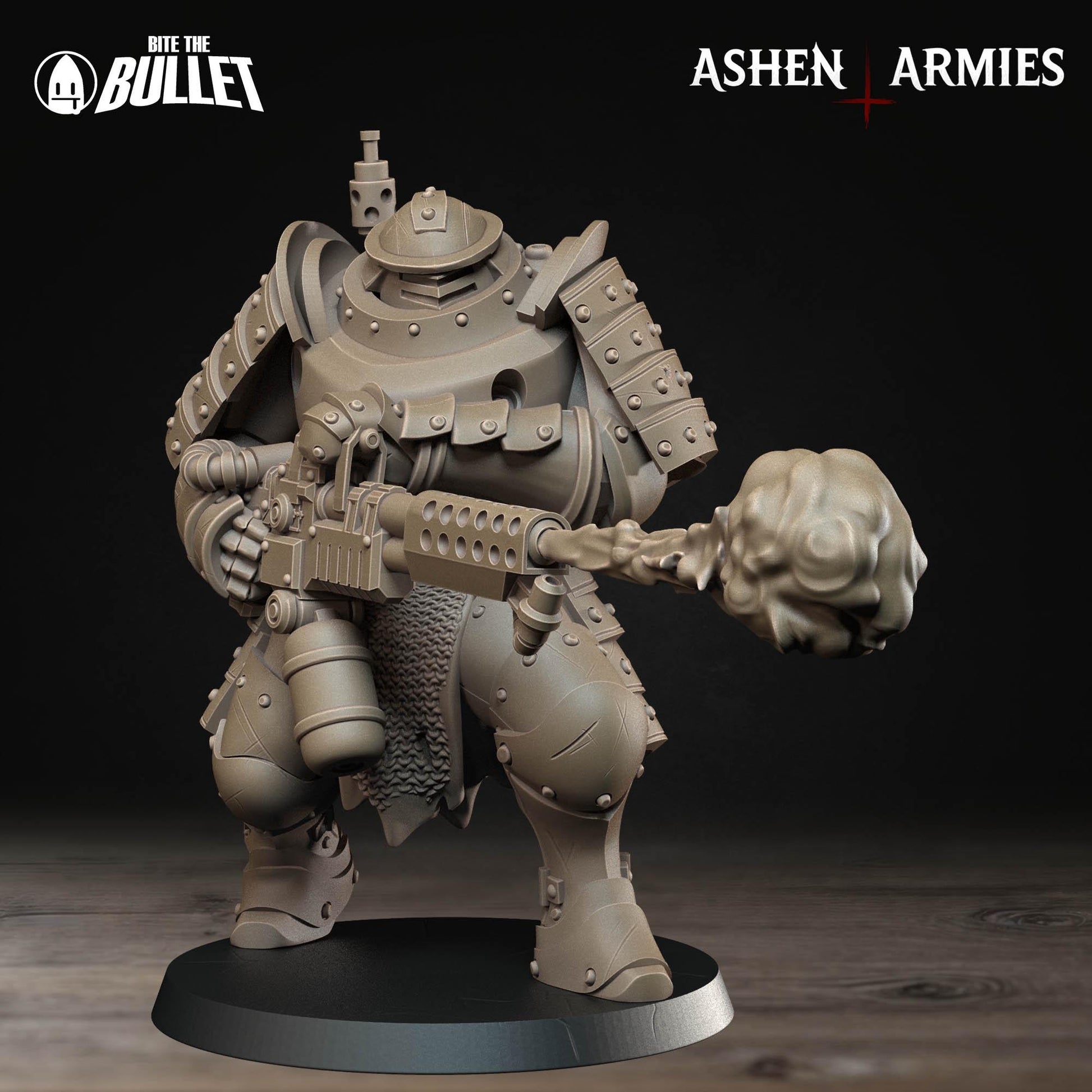 Holy Shogunate Heavy Infantry (Shotgun & Flamethrower Variations) - 28mm / 32mm / 36mm - Bite the Bullet - Figure for Grimdark WW1 Wargaming