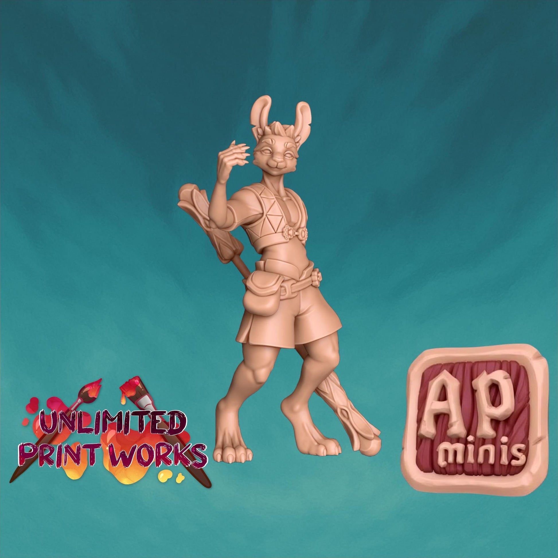 Frederick, Harengon Monk Miniature - 28mm / 32mm / 36mm - Awkward Penguin Minis - Resin Printed Figure for D&D, Daggerheart, and Painting