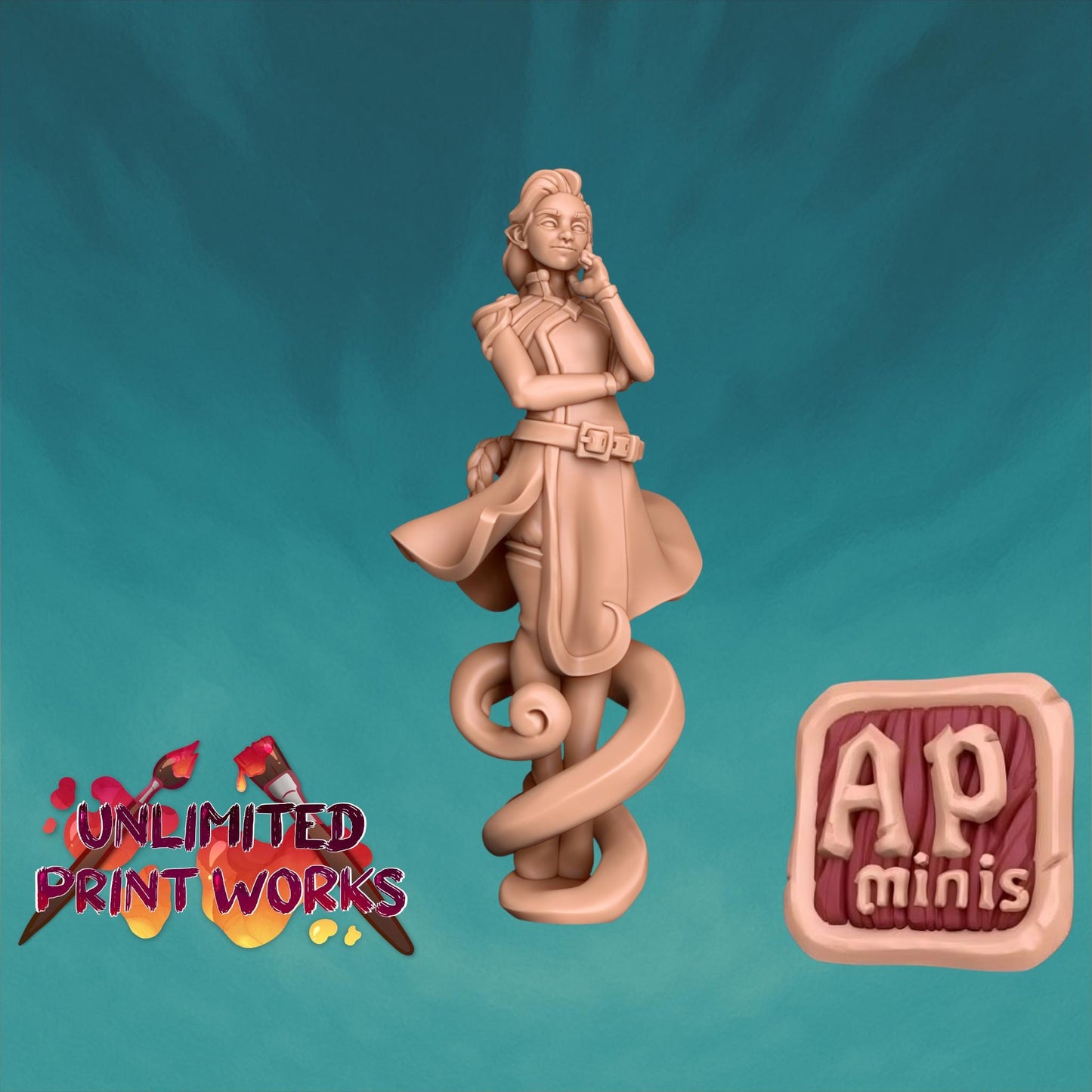 Foehn, Airy Mage Miniature - 28mm / 32mm / 36mm - Awkward Penguin Minis - Resin Printed Figure for D&D, Daggerheart, and Painting