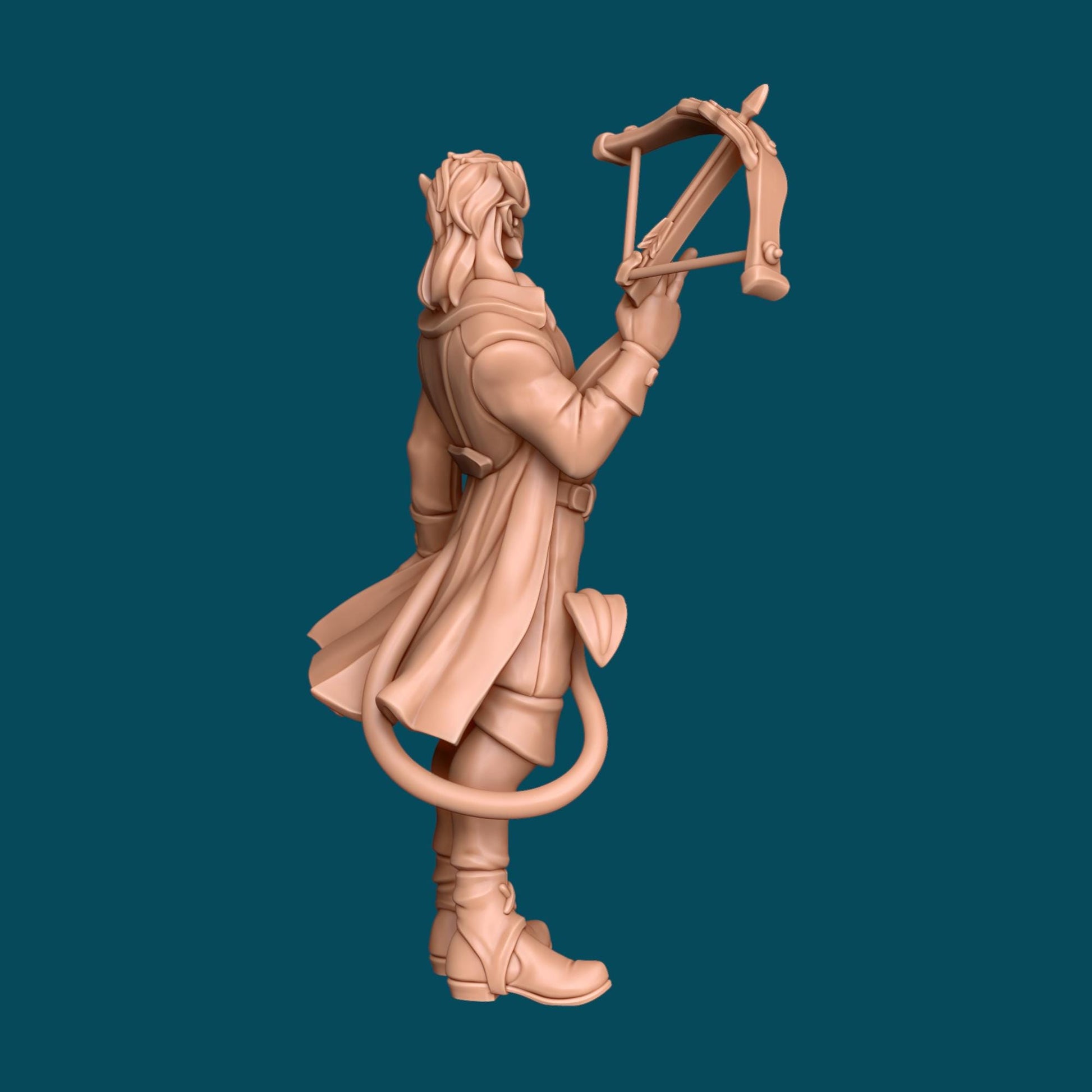 Marsh, Tiefling Hunter Miniature - 28mm / 32mm / 36mm - Awkward Penguin Minis - Resin Printed Figure for D&D, Daggerheart, and Painting