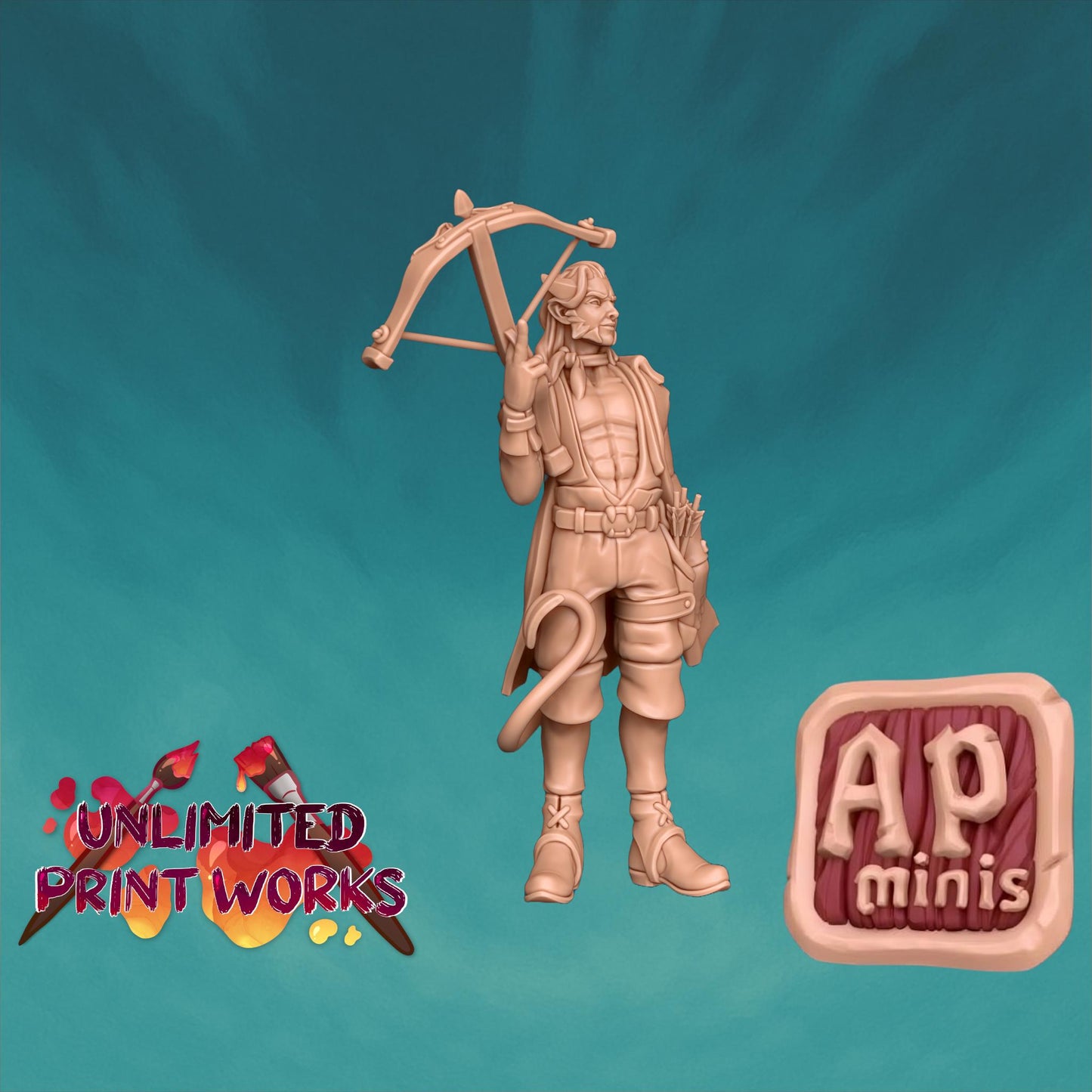 Marsh, Tiefling Hunter Miniature - 28mm / 32mm / 36mm - Awkward Penguin Minis - Resin Printed Figure for D&D, Daggerheart, and Painting