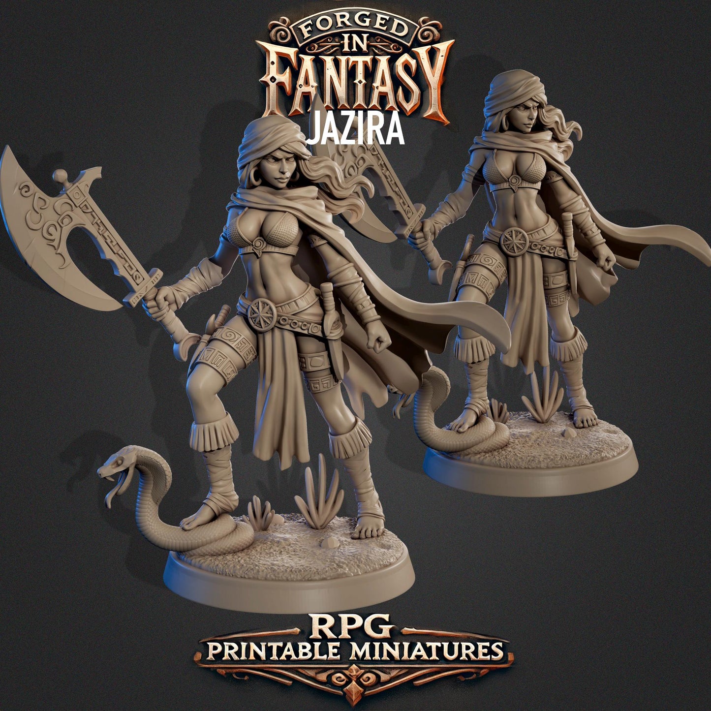 Forged in Fantasy Miniature (6 Variations) - Claudia's Gallery - 28mm / 32mm / 36mm / 75mm - Resin Printed Figure for D&D and TTRPGs