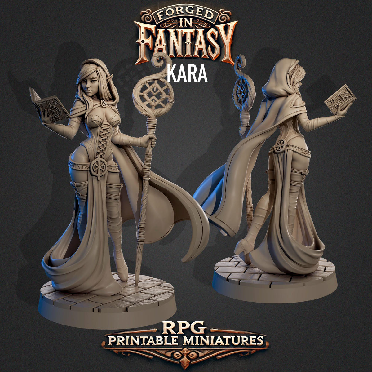 Forged in Fantasy Miniature (6 Variations) - Claudia's Gallery - 28mm / 32mm / 36mm / 75mm - Resin Printed Figure for D&D and TTRPGs