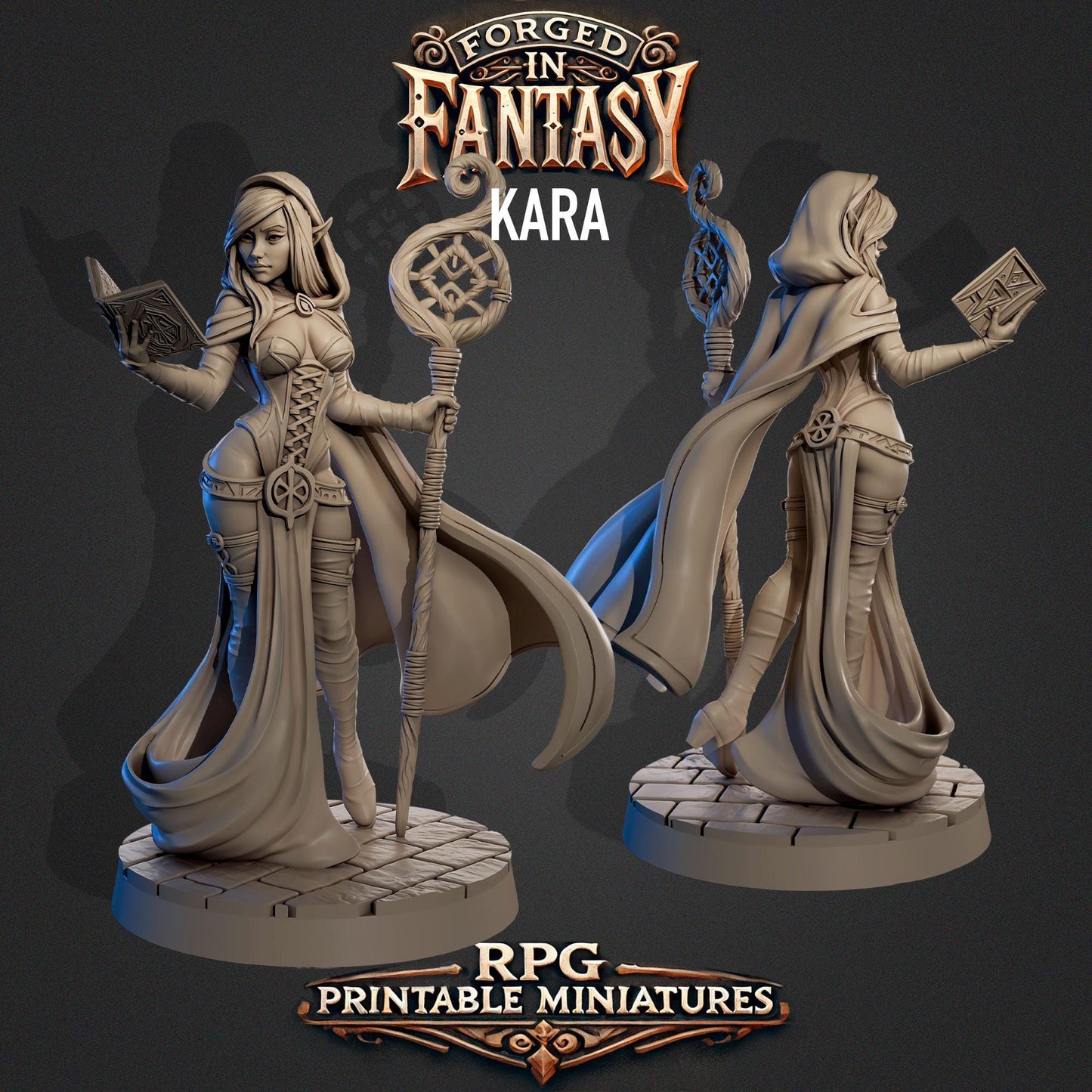 Forged in Fantasy Miniature (6 Variations) - Claudia's Gallery - 28mm / 32mm / 36mm / 75mm - Resin Printed Figure for D&D and TTRPGs
