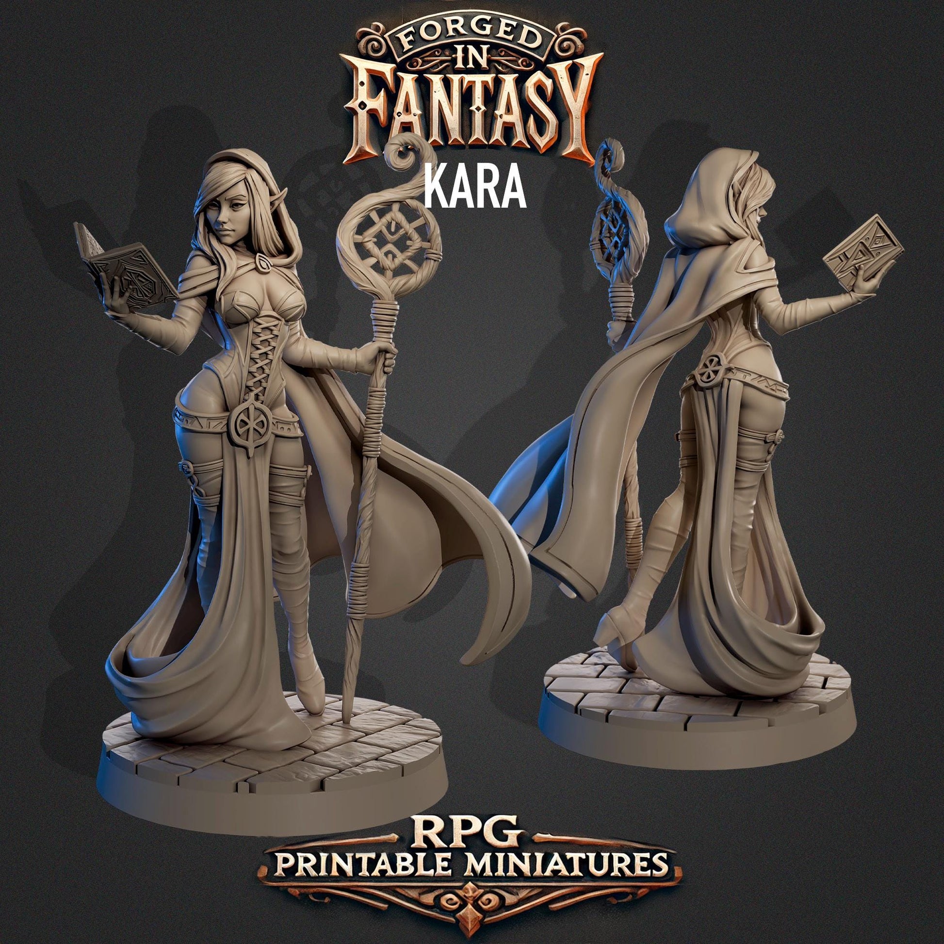 Forged in Fantasy Miniature (6 Variations) - Claudia's Gallery - 28mm / 32mm / 36mm / 75mm - Resin Printed Figure for D&D and TTRPGs