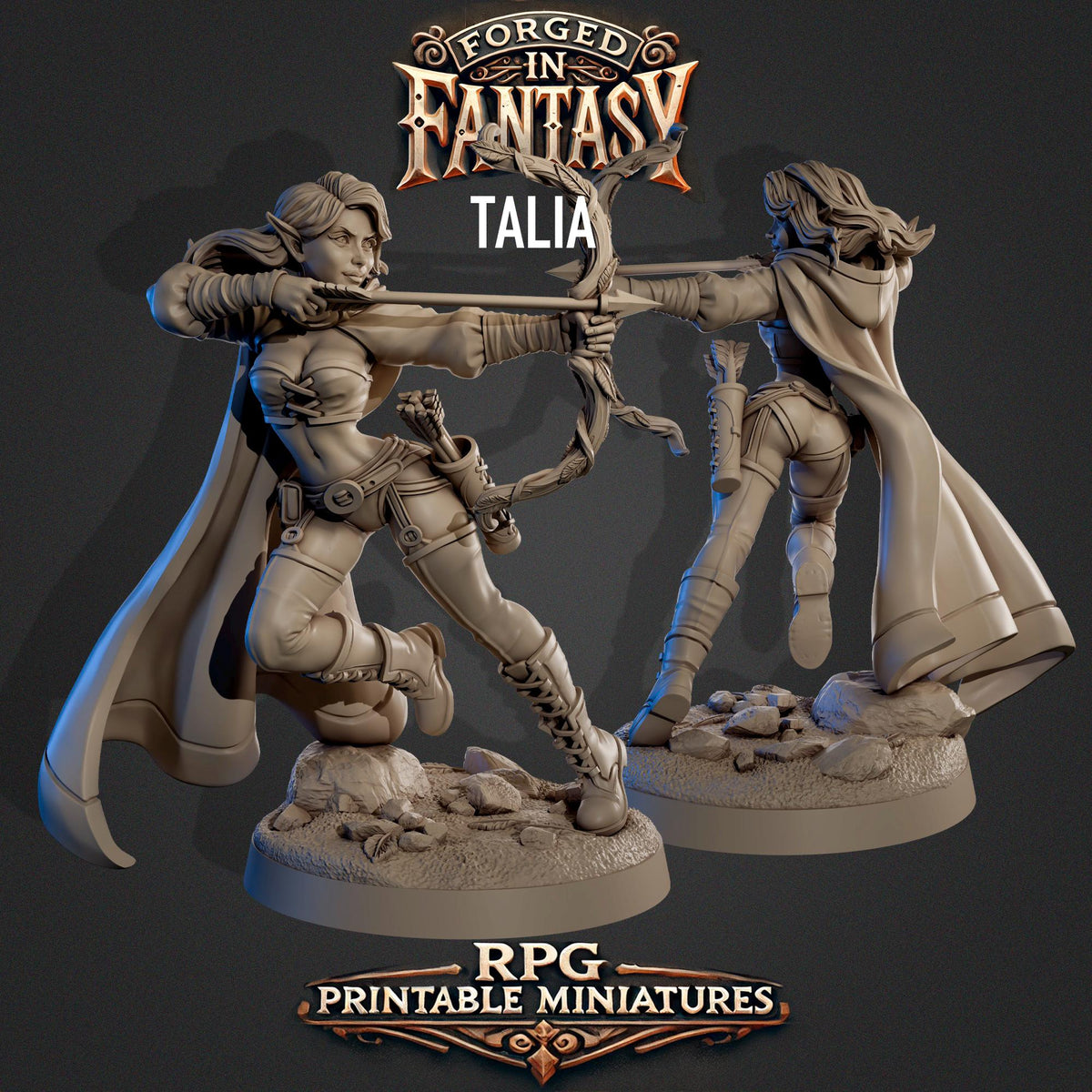 Forged in Fantasy Miniature (6 Variations) - Claudia's Gallery - 28mm / 32mm / 36mm / 75mm - Resin Printed Figure for D&D and TTRPGs