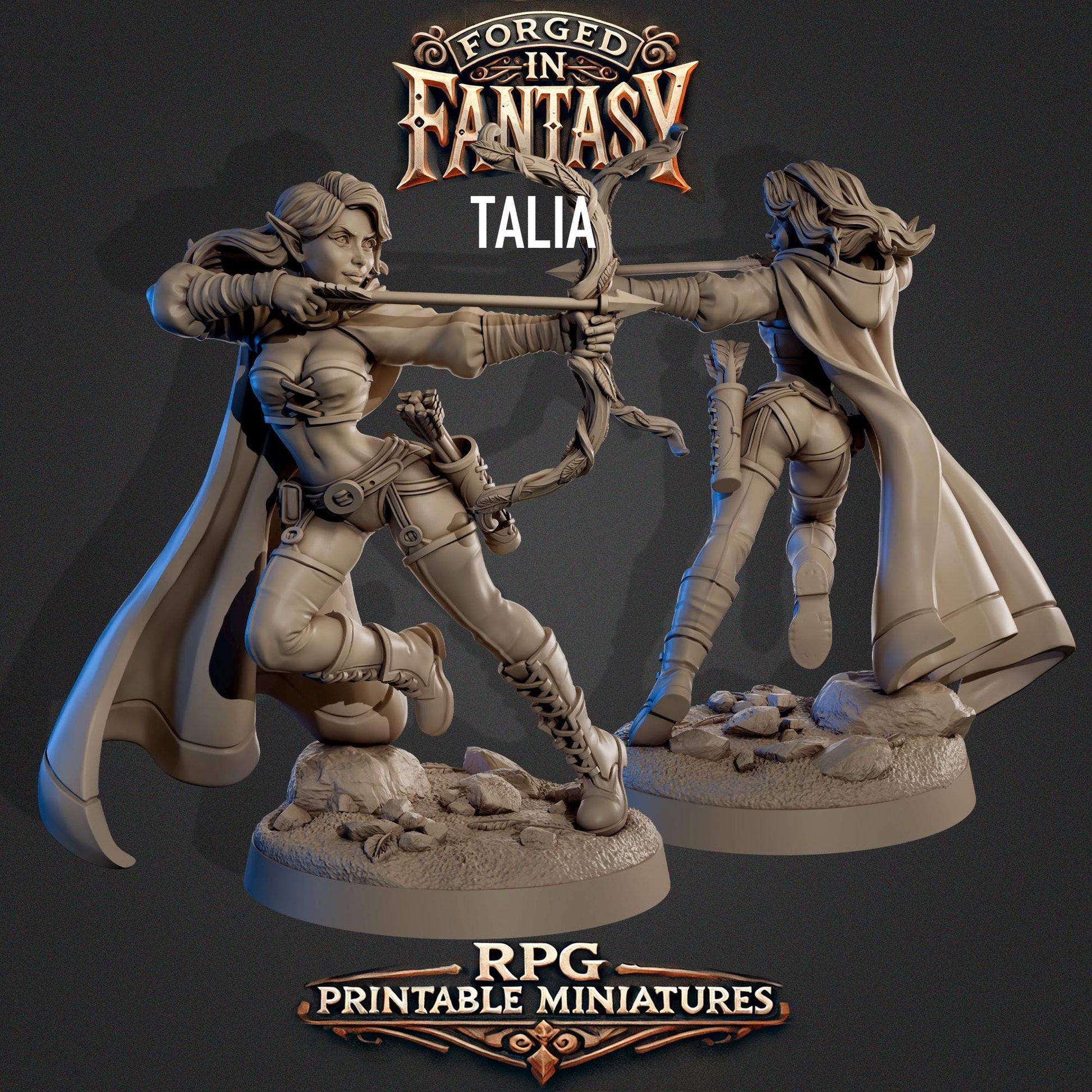 Forged in Fantasy Miniature (6 Variations) - Claudia's Gallery - 28mm / 32mm / 36mm / 75mm - Resin Printed Figure for D&D and TTRPGs