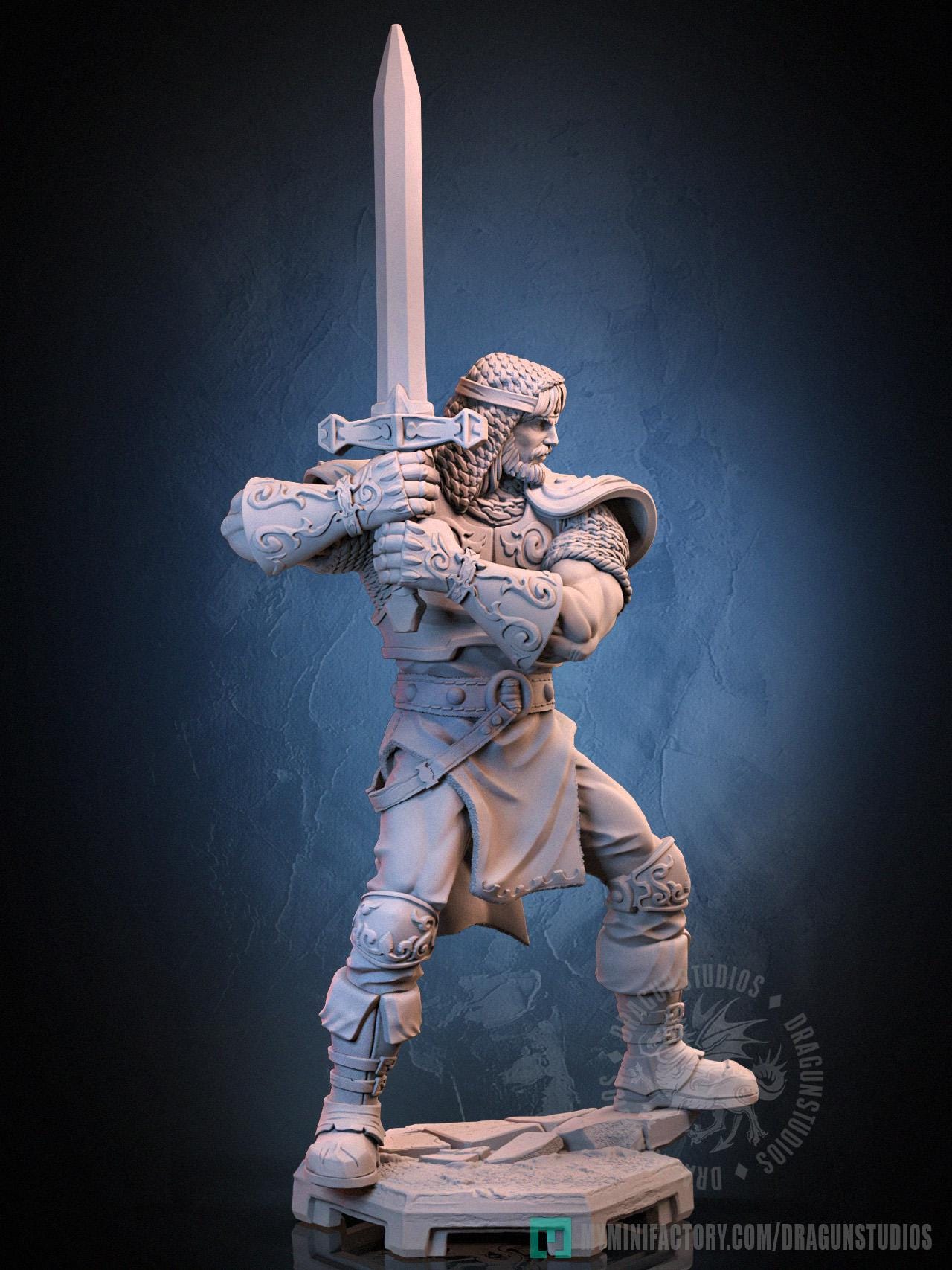 King Arthur Miniature - 28mm / 32mm / 36mm / 75mm - DraGun Studios - Resin Printed Figurine for D&D, TTRPGs, and Board Games