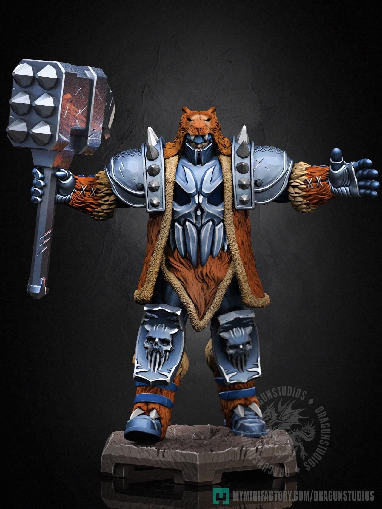 Hammer Bear Miniature - 53mm / 84mm - DraGun Studios - Resin Printed Figurine for D&D, TTRPGs, and Board Games