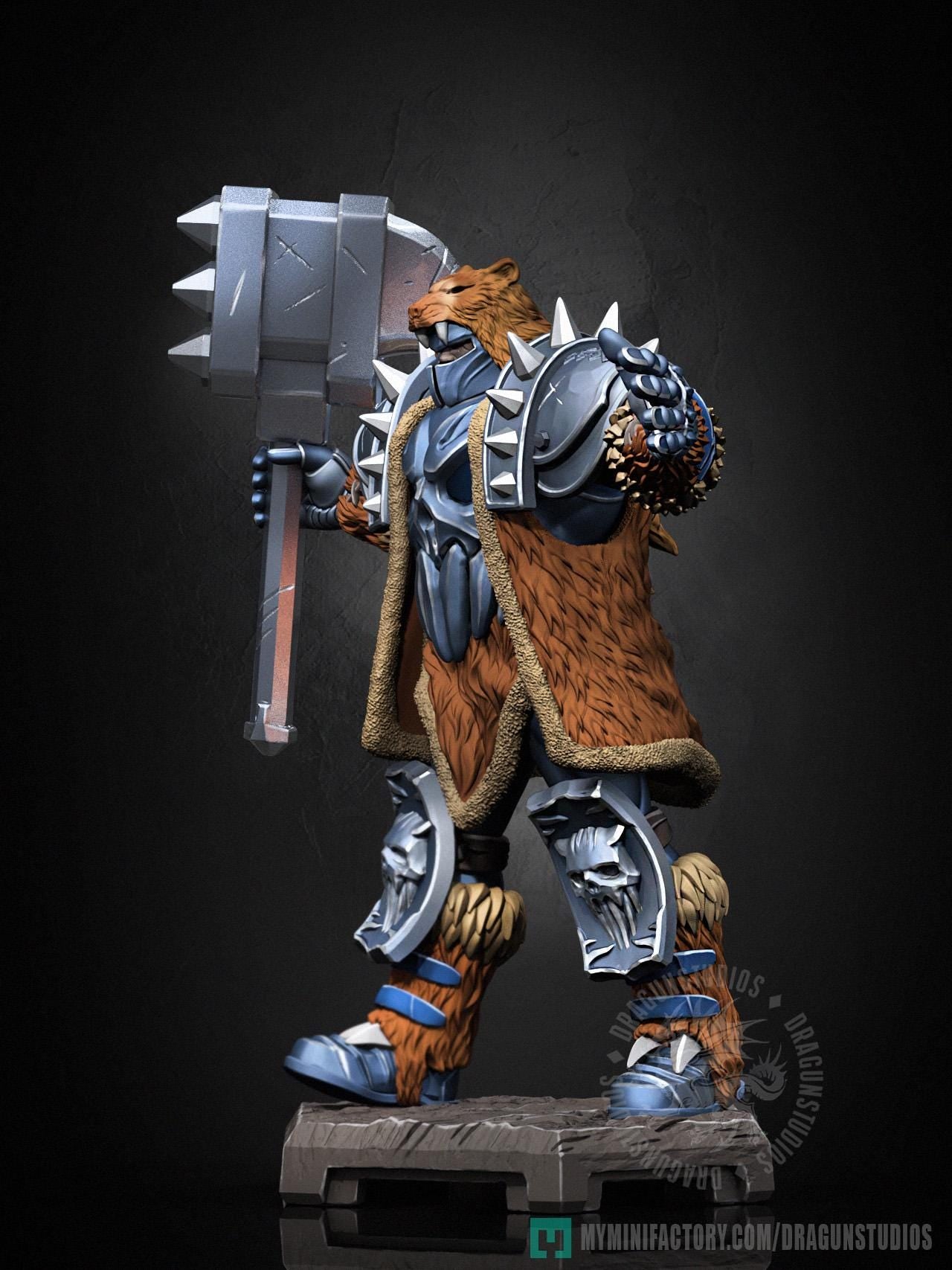 Hammer Bear Miniature - 53mm / 84mm - DraGun Studios - Resin Printed Figurine for D&D, TTRPGs, and Board Games