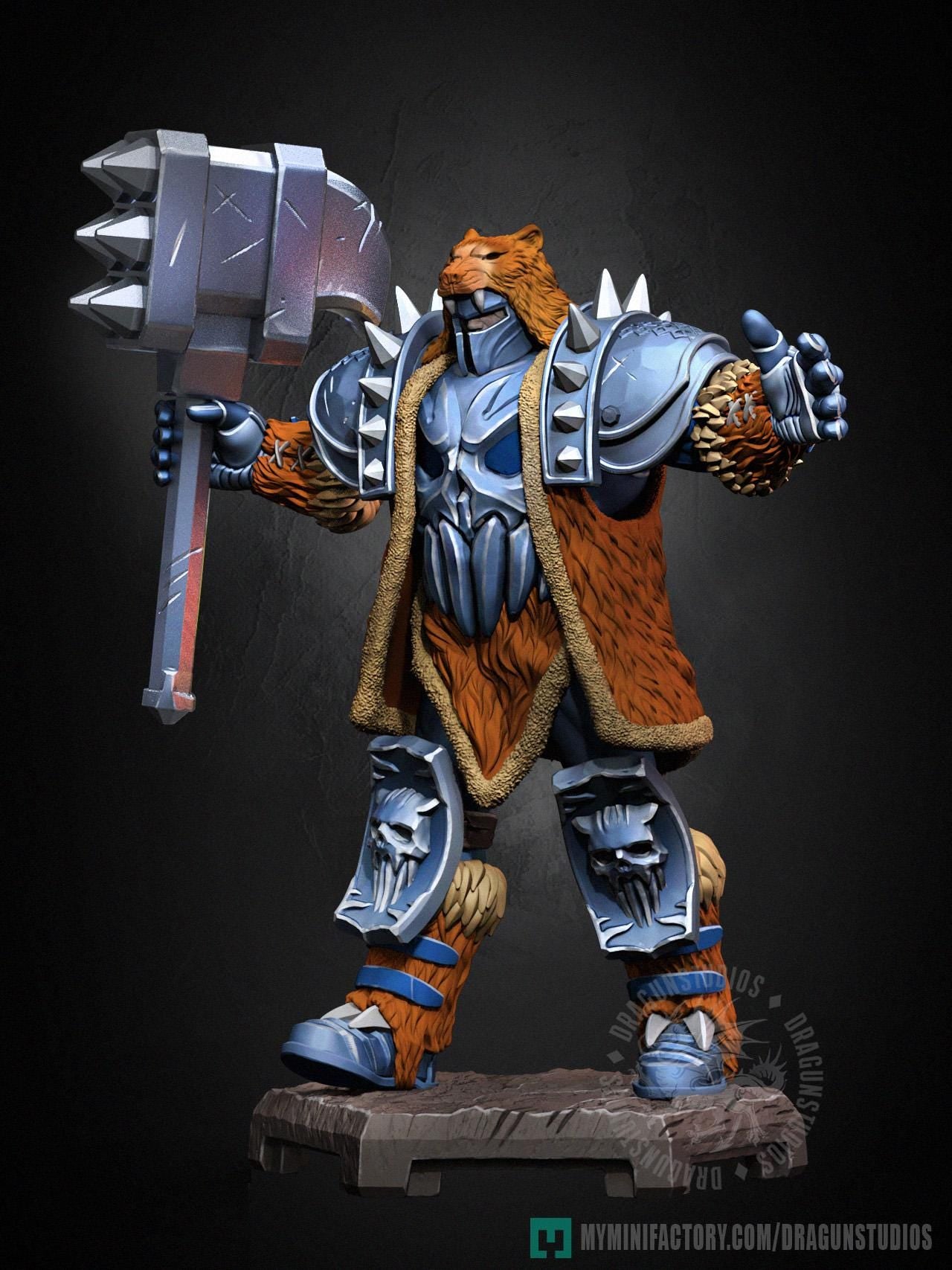 Hammer Bear Miniature - 53mm / 84mm - DraGun Studios - Resin Printed Figurine for D&D, TTRPGs, and Board Games