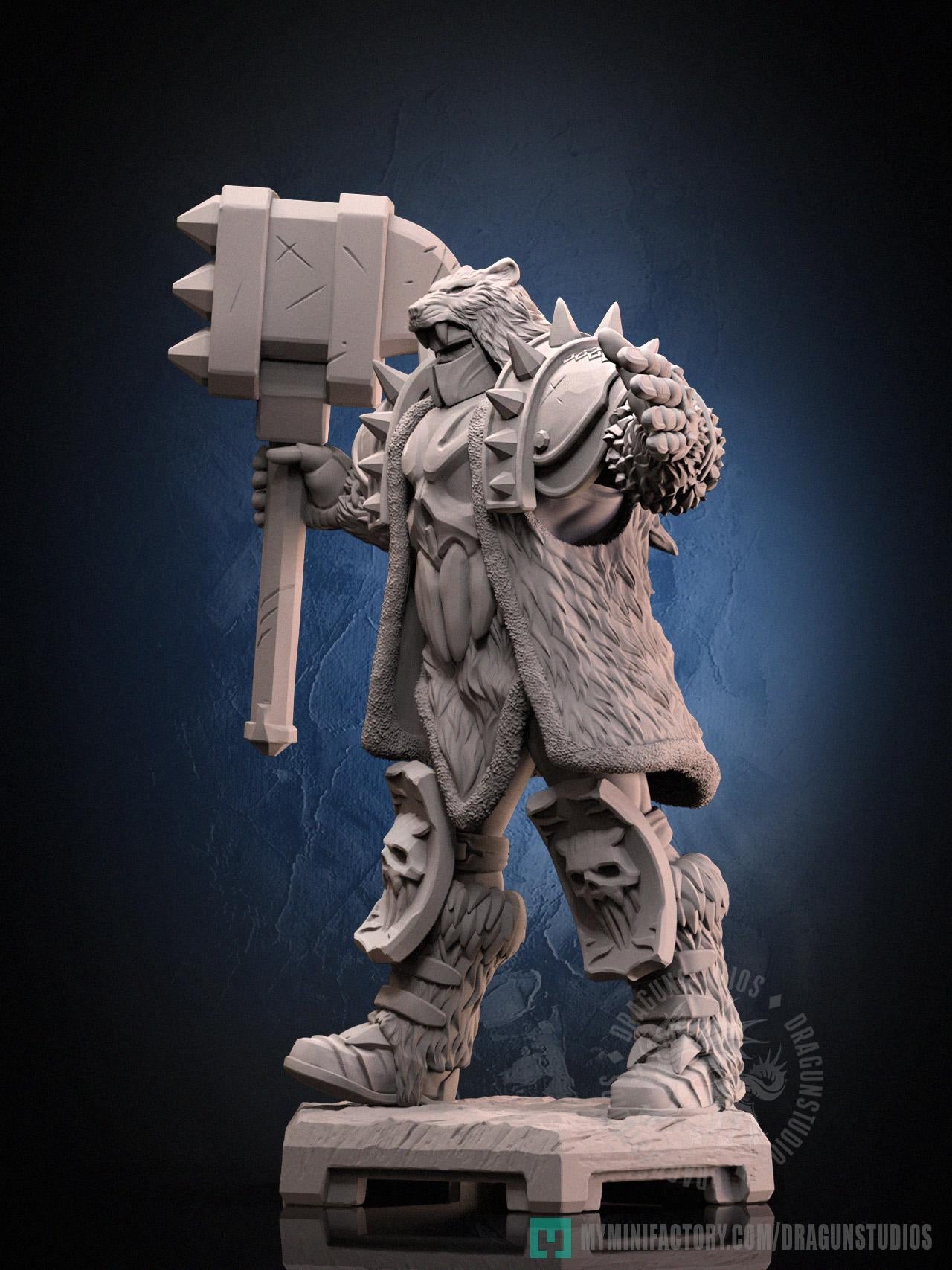Hammer Bear Miniature - 53mm / 84mm - DraGun Studios - Resin Printed Figurine for D&D, TTRPGs, and Board Games