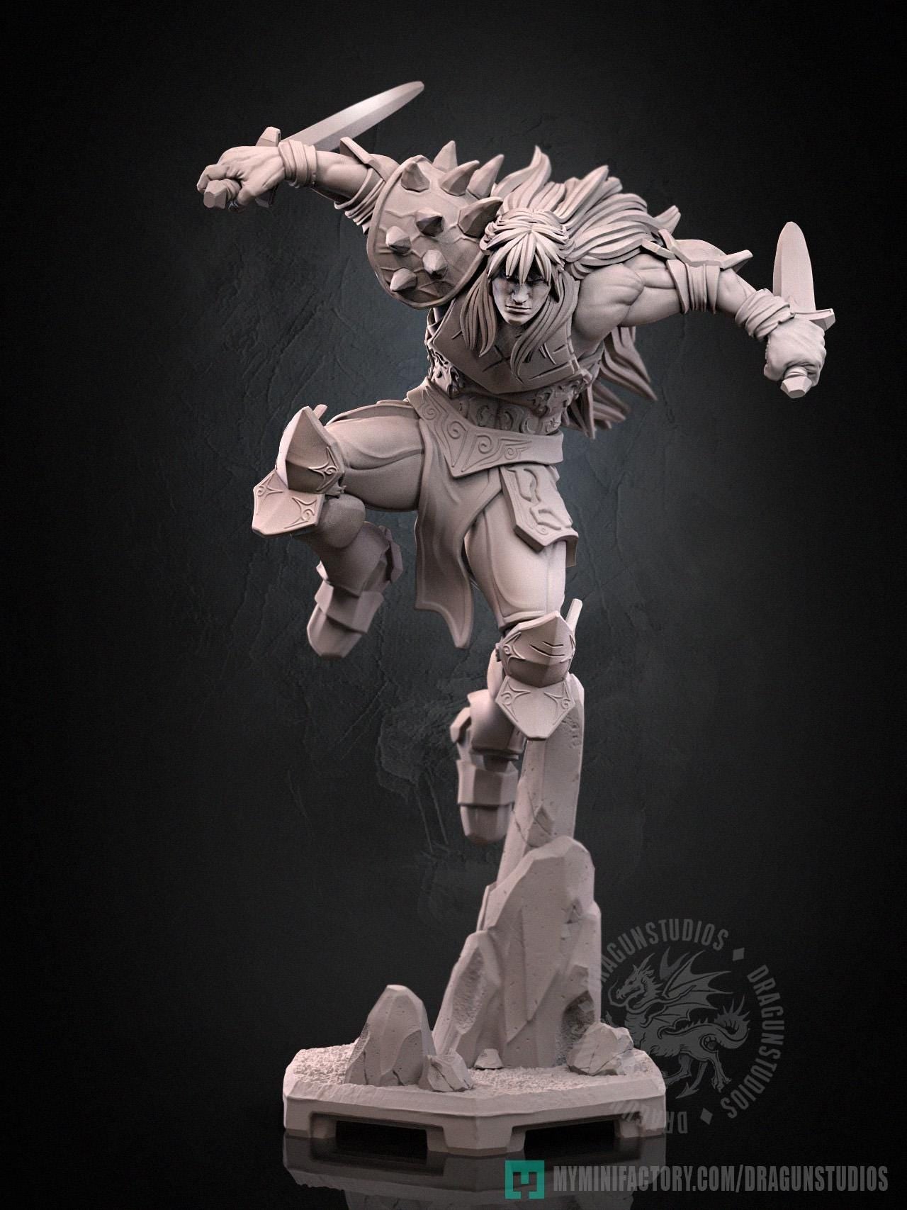 Braford and Horse Miniature - 28mm / 32mm / 36mm - DraGun Studios - Resin Printed Figurine for D&D, TTRPGs, and Board Games