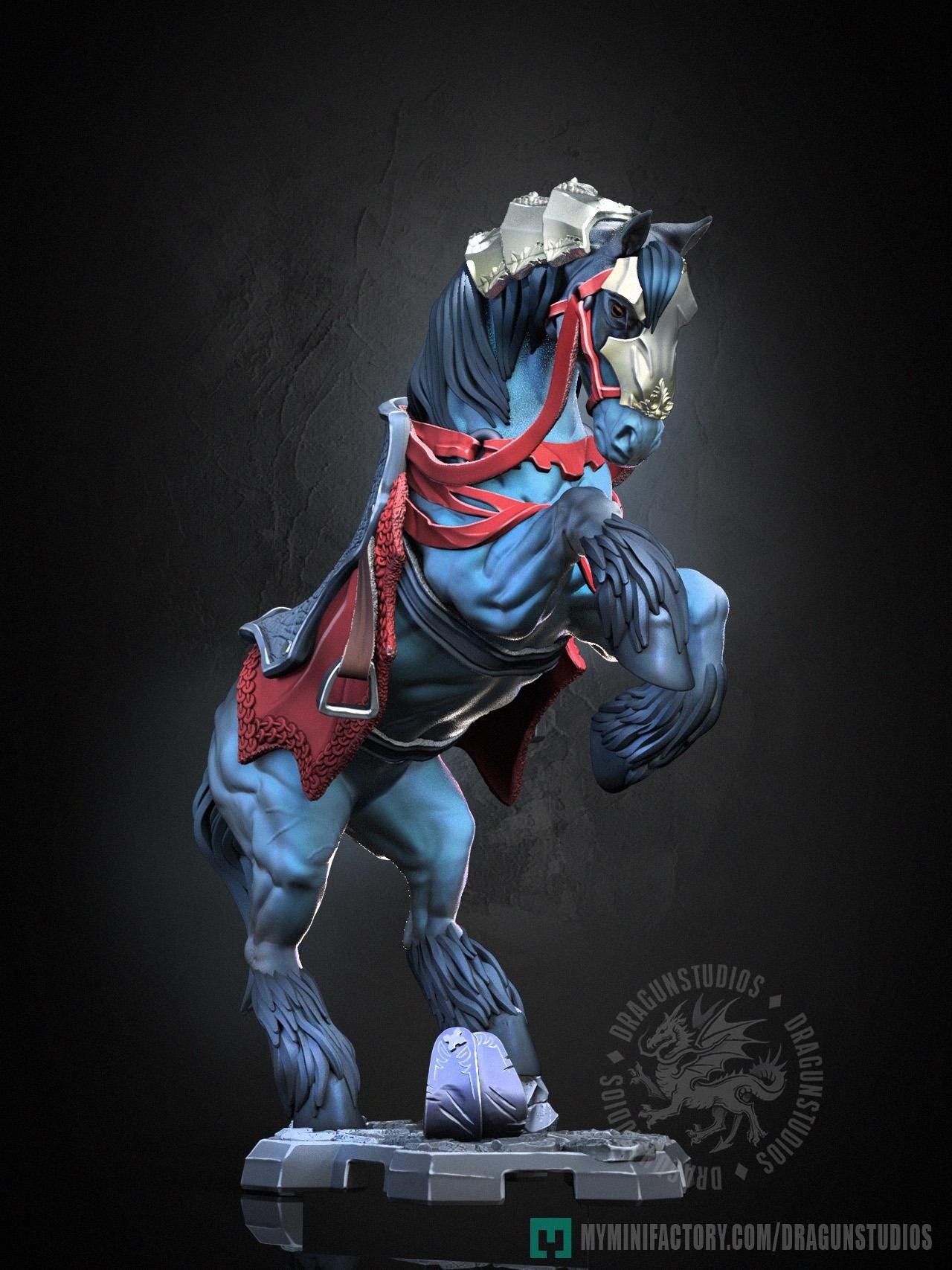 Braford and Horse Miniature - 28mm / 32mm / 36mm - DraGun Studios - Resin Printed Figurine for D&D, TTRPGs, and Board Games