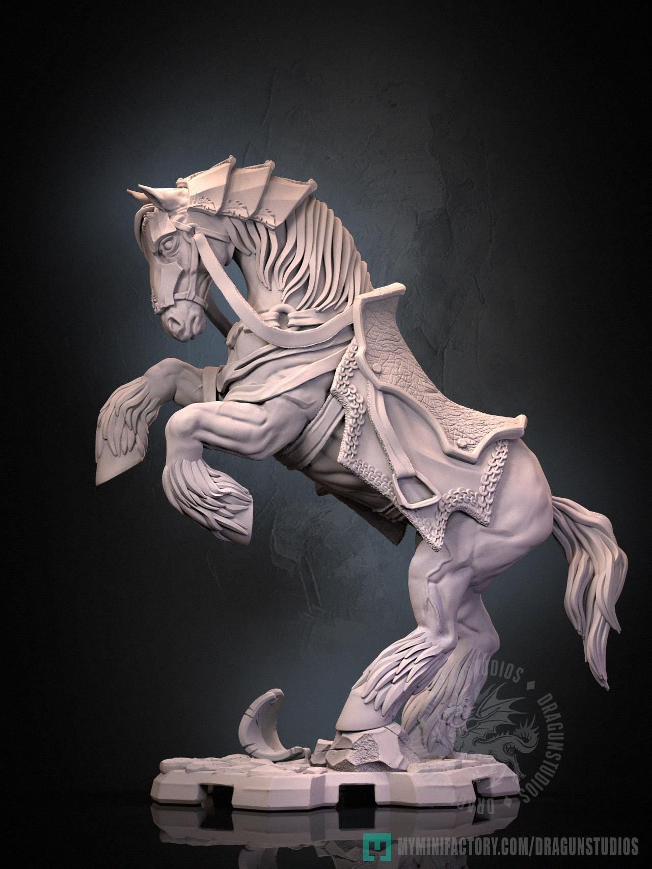 Braford and Horse Miniature - 28mm / 32mm / 36mm - DraGun Studios - Resin Printed Figurine for D&D, TTRPGs, and Board Games