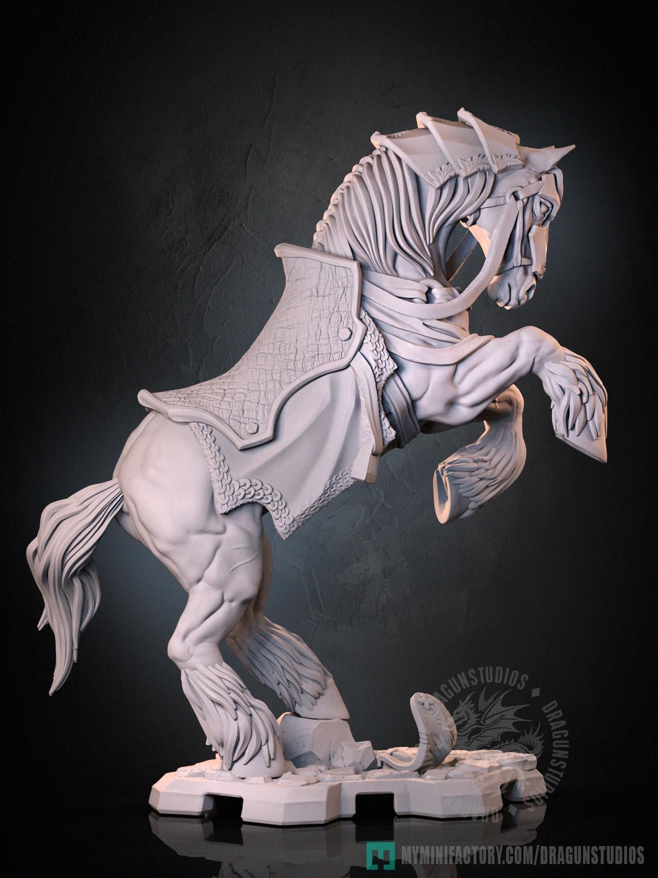 Braford and Horse Miniature - 28mm / 32mm / 36mm - DraGun Studios - Resin Printed Figurine for D&D, TTRPGs, and Board Games