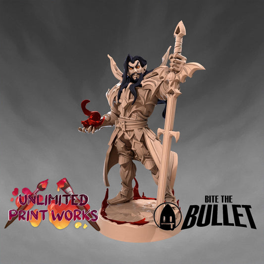 Vampire Knight Miniature - 28mm / 32mm / 36mm - Bite the Bullet - Resin Printed Figure for D&D, TTRPGs, and Board Games