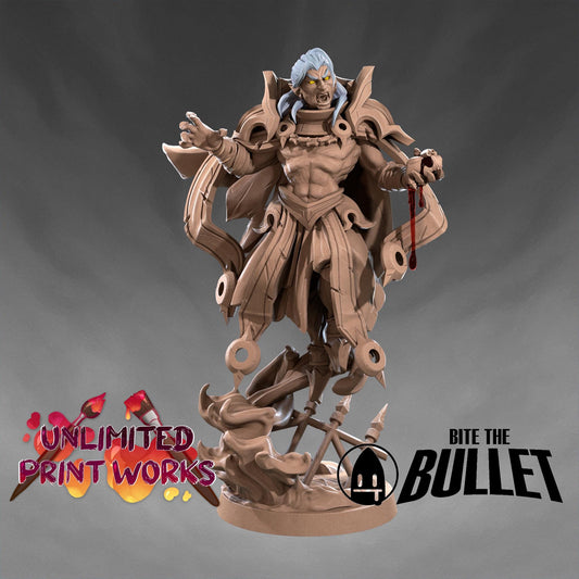 Vampire Warlock Miniature - 28mm / 32mm / 36mm - Bite the Bullet - Resin Printed Figure for D&D, TTRPGs, and Board Games