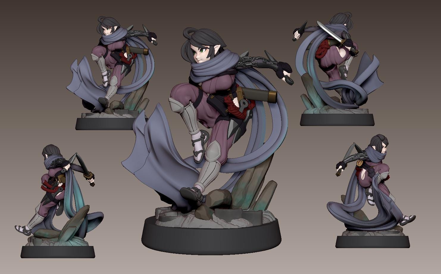 Kunoichi Momochi Miniature - 28mm / 32mm / 36mm / 75mm - LPOMC - Resin Printed Figure for D&D, TTRPGs, and Board Games