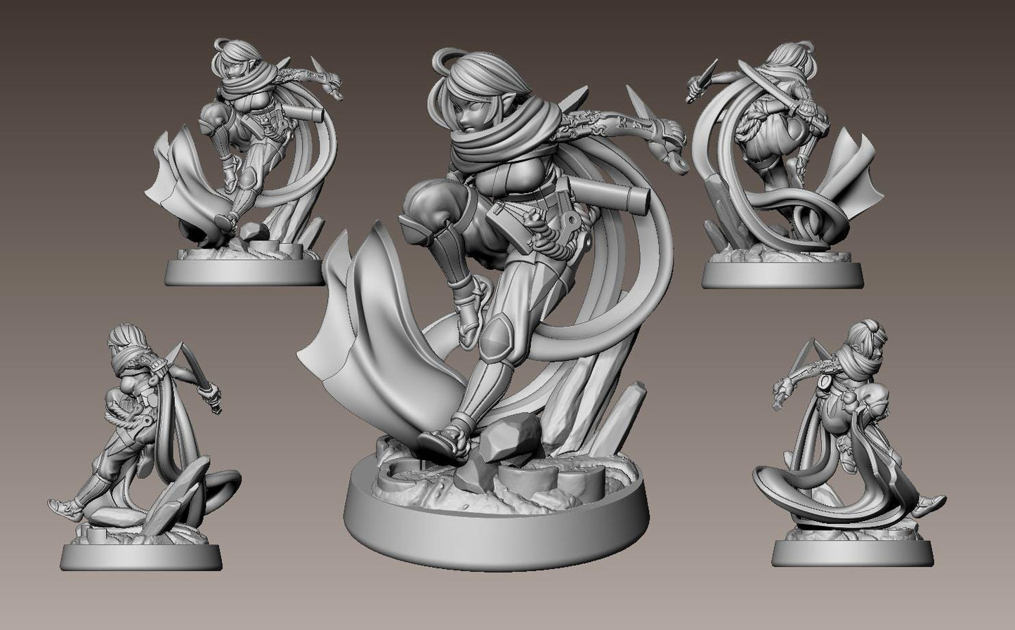 Kunoichi Momochi Miniature - 28mm / 32mm / 36mm / 75mm - LPOMC - Resin Printed Figure for D&D, TTRPGs, and Board Games