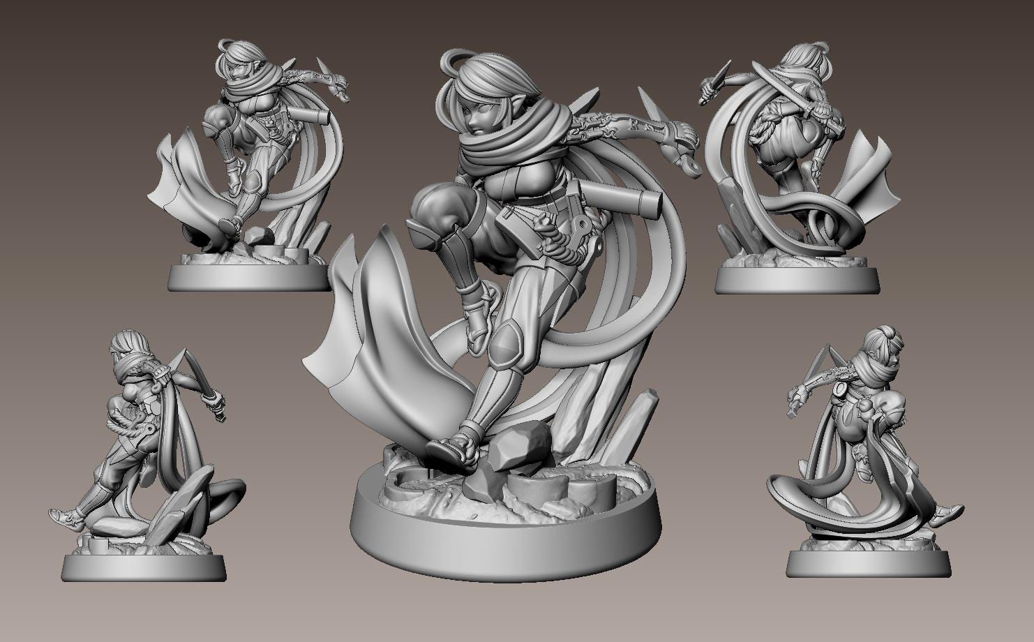 Kunoichi Momochi Miniature - 28mm / 32mm / 36mm / 75mm - LPOMC - Resin Printed Figure for D&D, TTRPGs, and Board Games