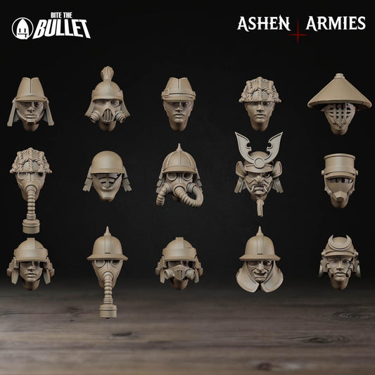 Holy Shogunate Modular Heads - 28mm / 32mm / 36mm - Bite the Bullet - Resin Printed Figure for D&D, TTRPGs, and Wargaming