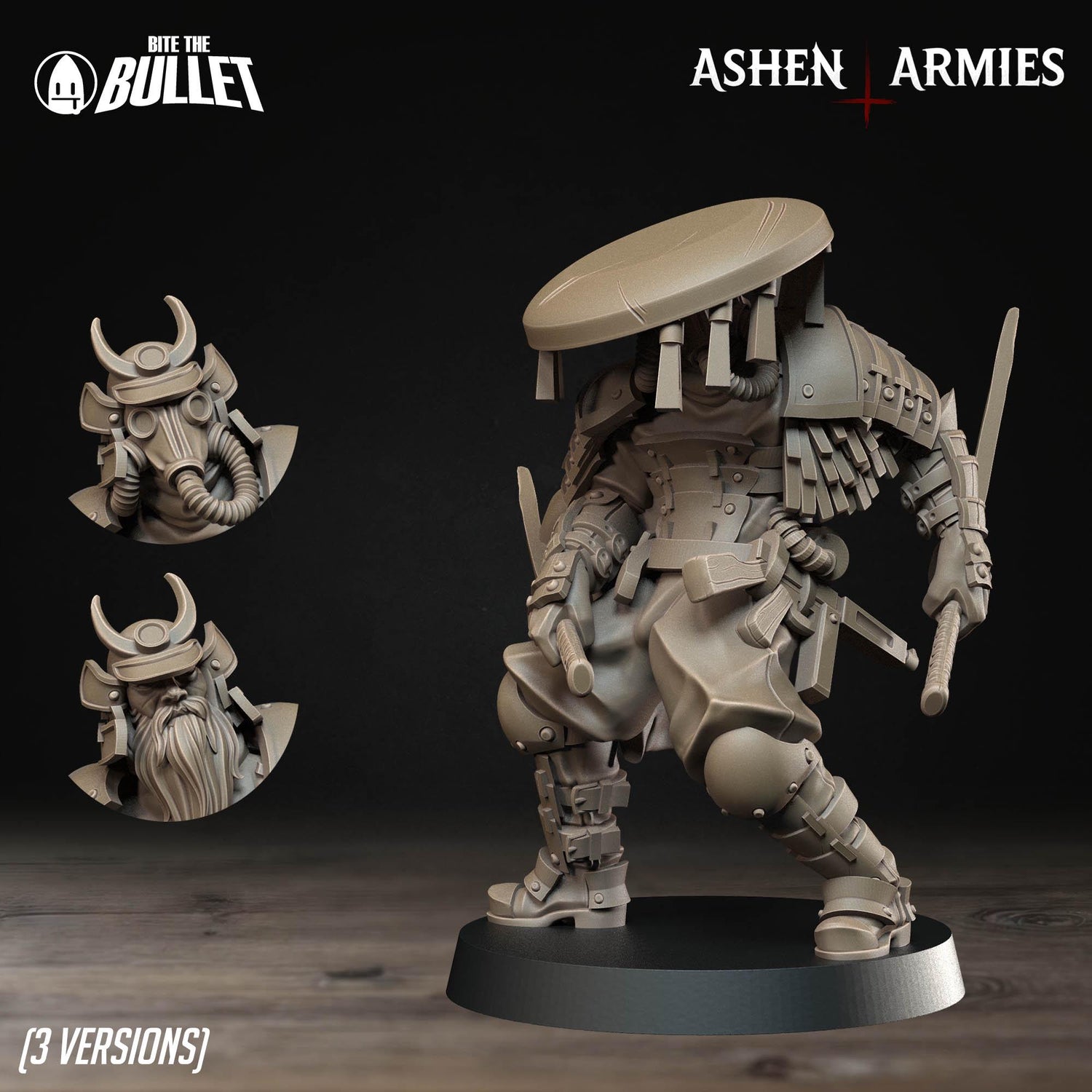 Holy Shogunate Cleric Miniature (2 Variations) - 28mm / 32mm / 36mm - Bite the Bullet - Resin Printed Wargaming Figure