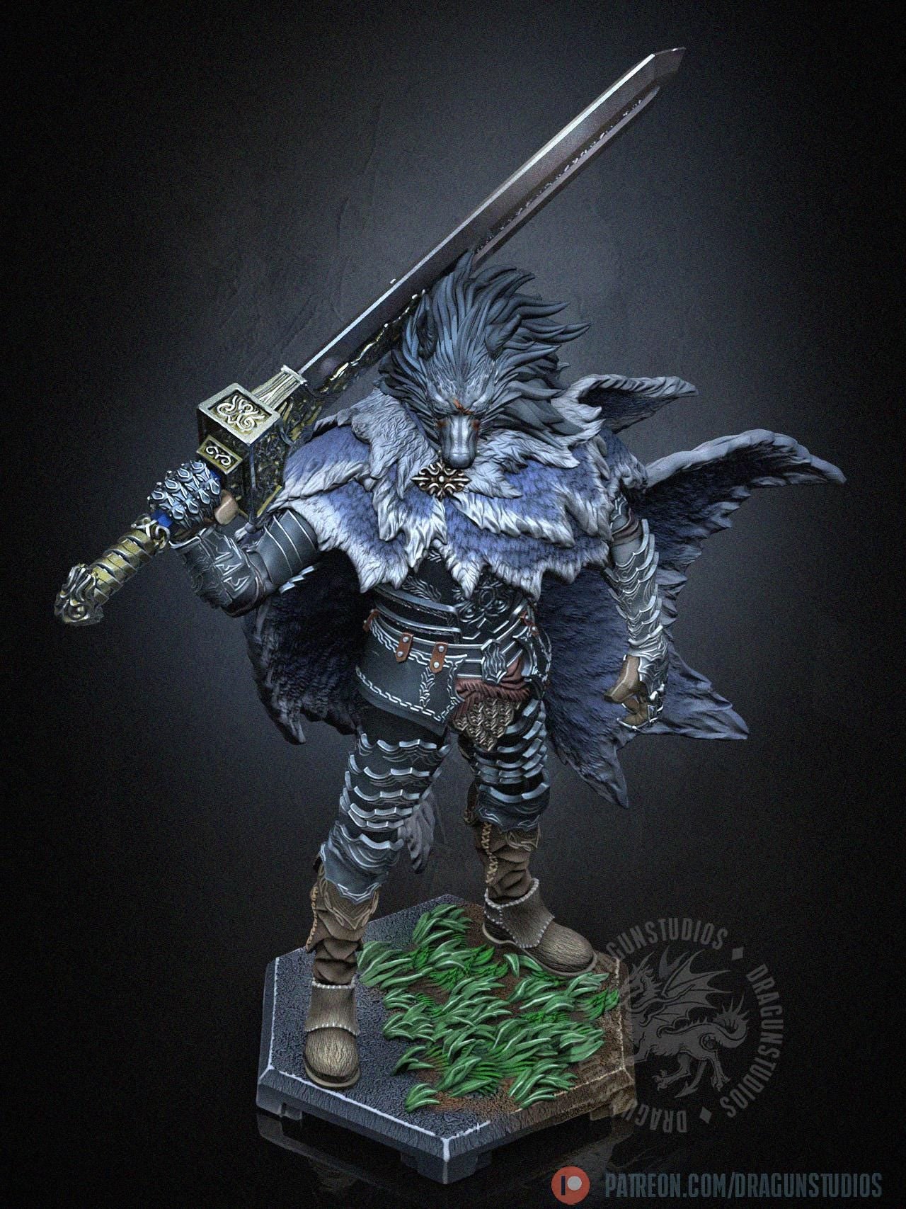 Blaidd Half-wolf Miniature - 65mm / 116mm - DraGun Studios - Resin Printed Figurine for D&D, TTRPGs, and Board Games