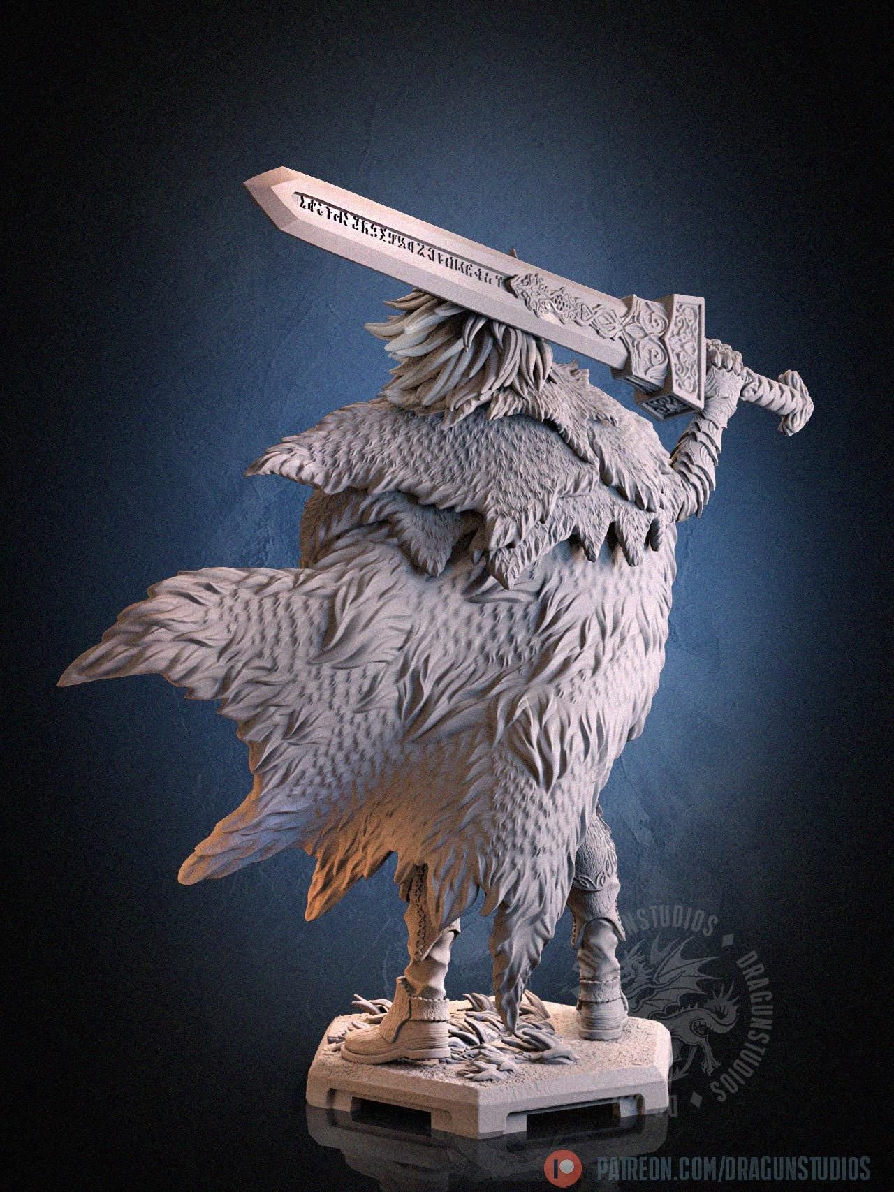 Blaidd Half-wolf Miniature - 65mm / 116mm - DraGun Studios - Resin Printed Figurine for D&D, TTRPGs, and Board Games