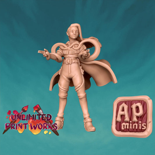 Marzipan, Catty Warlock Miniature - 28mm / 32mm / 36mm - Awkward Penguin Minis - Resin Printed Figure for D&D, Daggerheart, and Painting