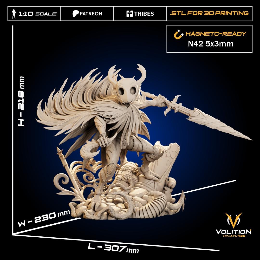 Void Knight Figure - 28mm / 32mm / 36mm / 75mm / 1:10 - Volition Miniatures - Resin Printed Figurine for D&D, TTRPGs, and Board Games