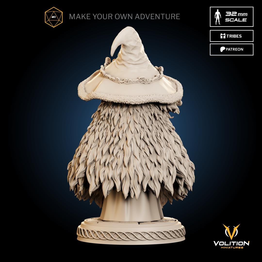 Dark Moon Witch Miniature - 28mm / 32mm / 36mm / 75mm - Volition Miniatures - Resin Printed Figurine for D&D, Board Games, and Painting