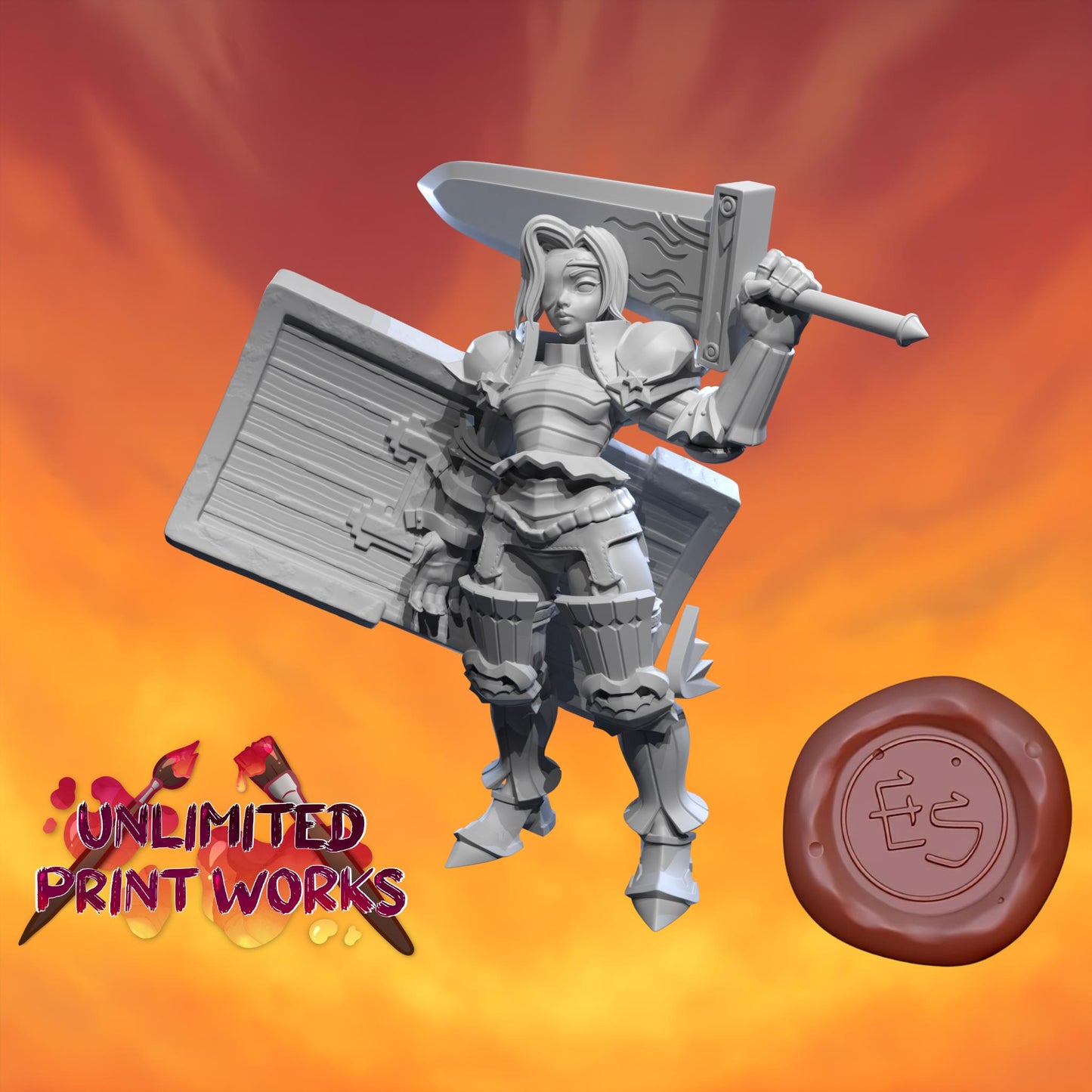 Giantess Warrior Miniature - 28mm / 32mm / 36mm / 75mm - Ethan Savage Studios - Resin Printed Figure for D&D, TTRPGs, and Board Games