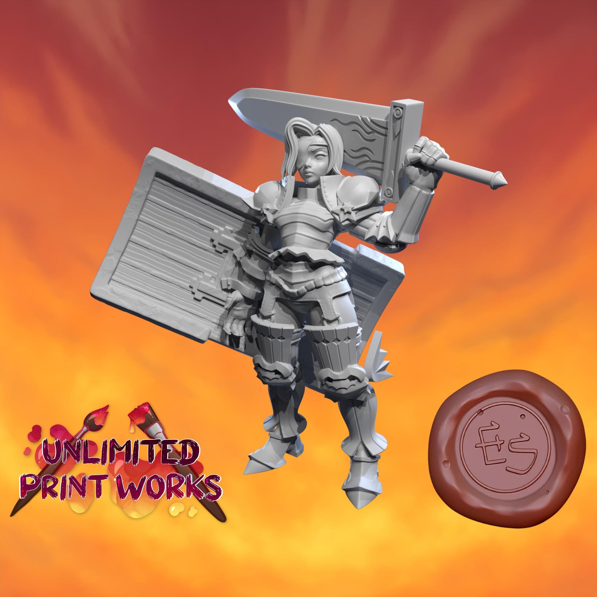Giantess Warrior Miniature - 28mm / 32mm / 36mm / 75mm - Ethan Savage Studios - Resin Printed Figure for D&D, TTRPGs, and Board Games