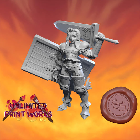 Giantess Warrior Miniature - 28mm / 32mm / 36mm / 75mm - Ethan Savage Studios - Resin Printed Figure for D&D, TTRPGs, and Board Games