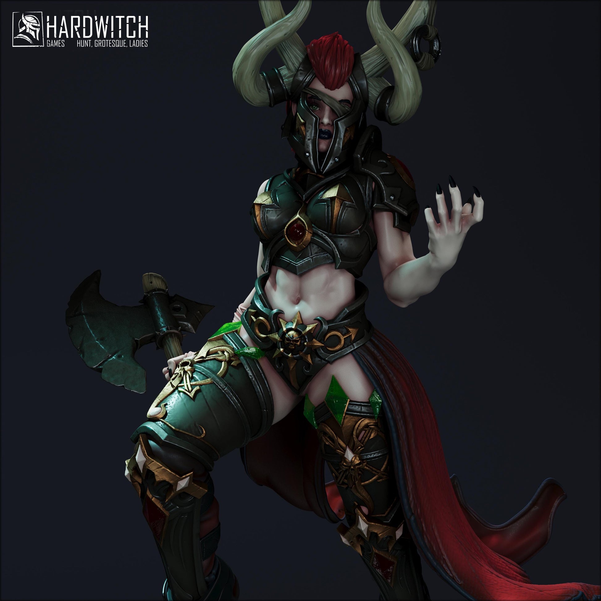 Gerta Bokart Miniature - 28mm / 32mm / 36mm / 75mm - HardWitch Games - Resin Printed Figure for D&D, TTRPGs, and Board Gaming