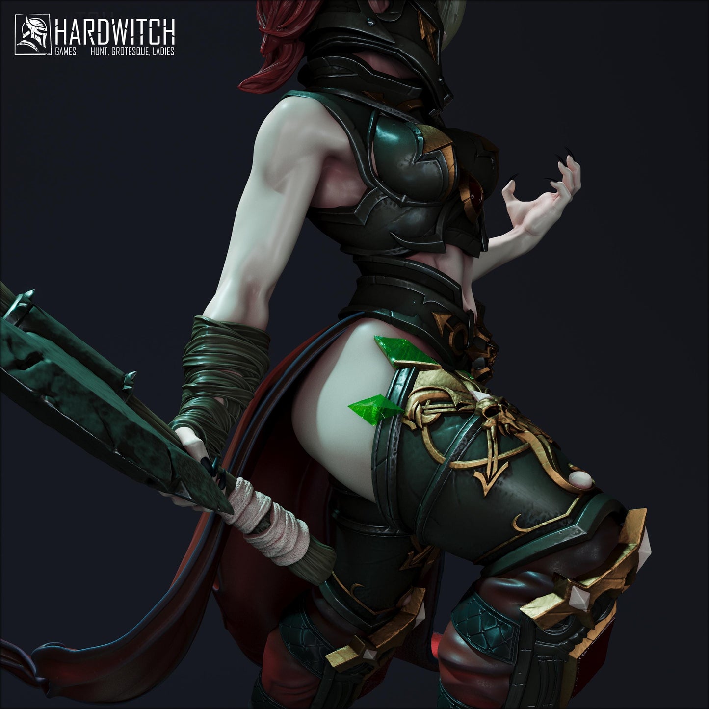 Gerta Bokart Miniature - 28mm / 32mm / 36mm / 75mm - HardWitch Games - Resin Printed Figure for D&D, TTRPGs, and Board Gaming
