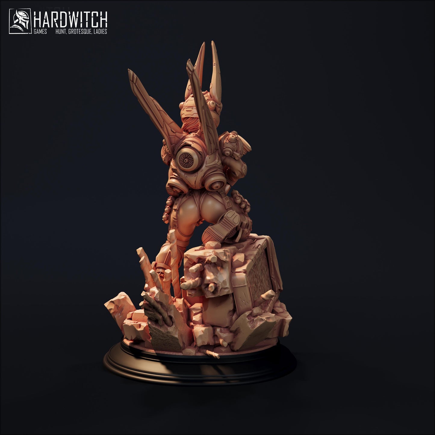 Model Foxtrot Miniature (2 Variations) - 28mm / 32mm / 36mm / 75mm - HardWitch Games - Resin Printed Figure for D&D and Wargaming