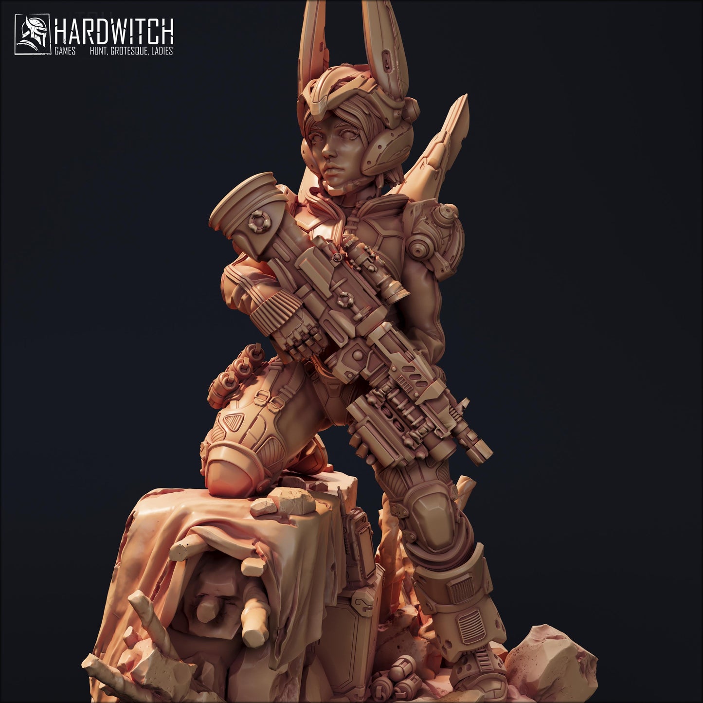 Model Foxtrot Miniature (2 Variations) - 28mm / 32mm / 36mm / 75mm - HardWitch Games - Resin Printed Figure for D&D and Wargaming