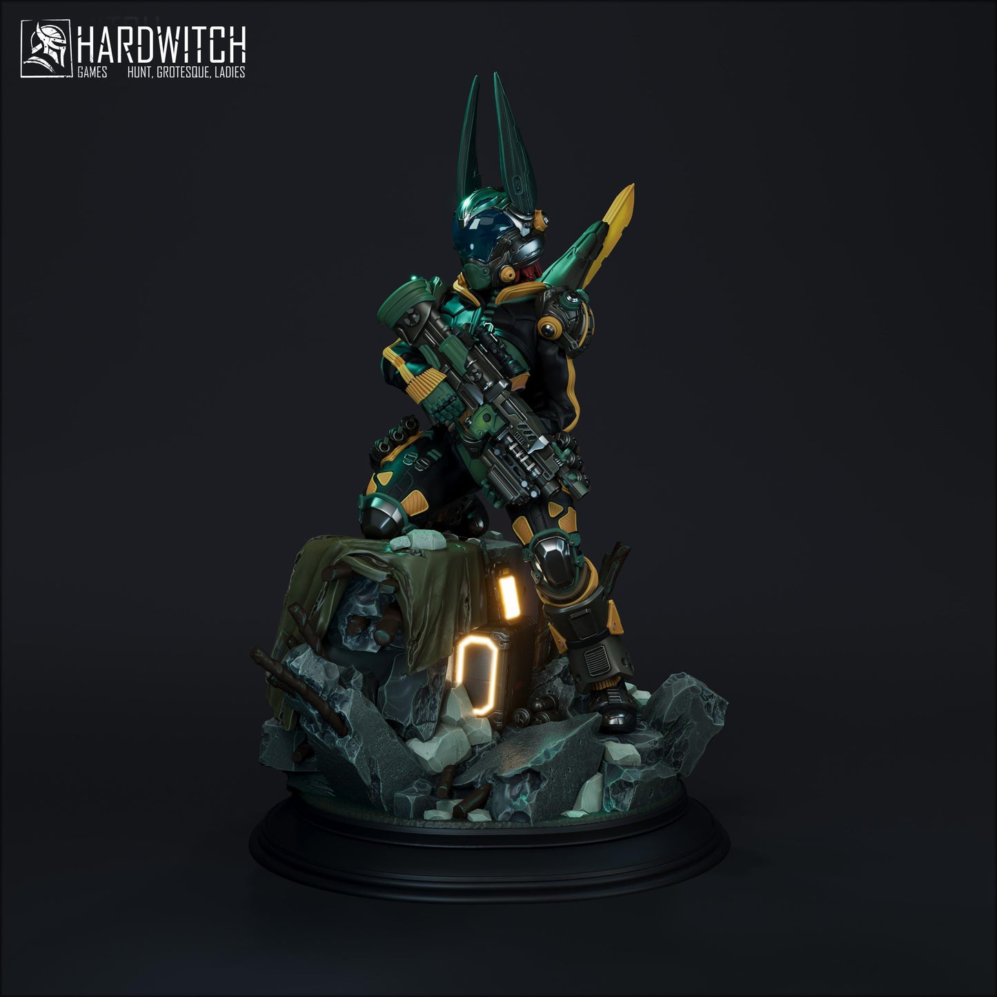 Model Foxtrot Miniature (2 Variations) - 28mm / 32mm / 36mm / 75mm - HardWitch Games - Resin Printed Figure for D&D and Wargaming
