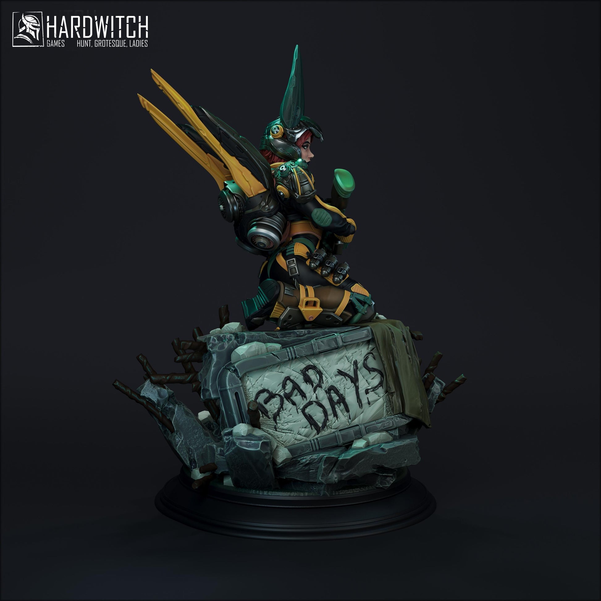 Model Foxtrot Miniature (2 Variations) - 28mm / 32mm / 36mm / 75mm - HardWitch Games - Resin Printed Figure for D&D and Wargaming