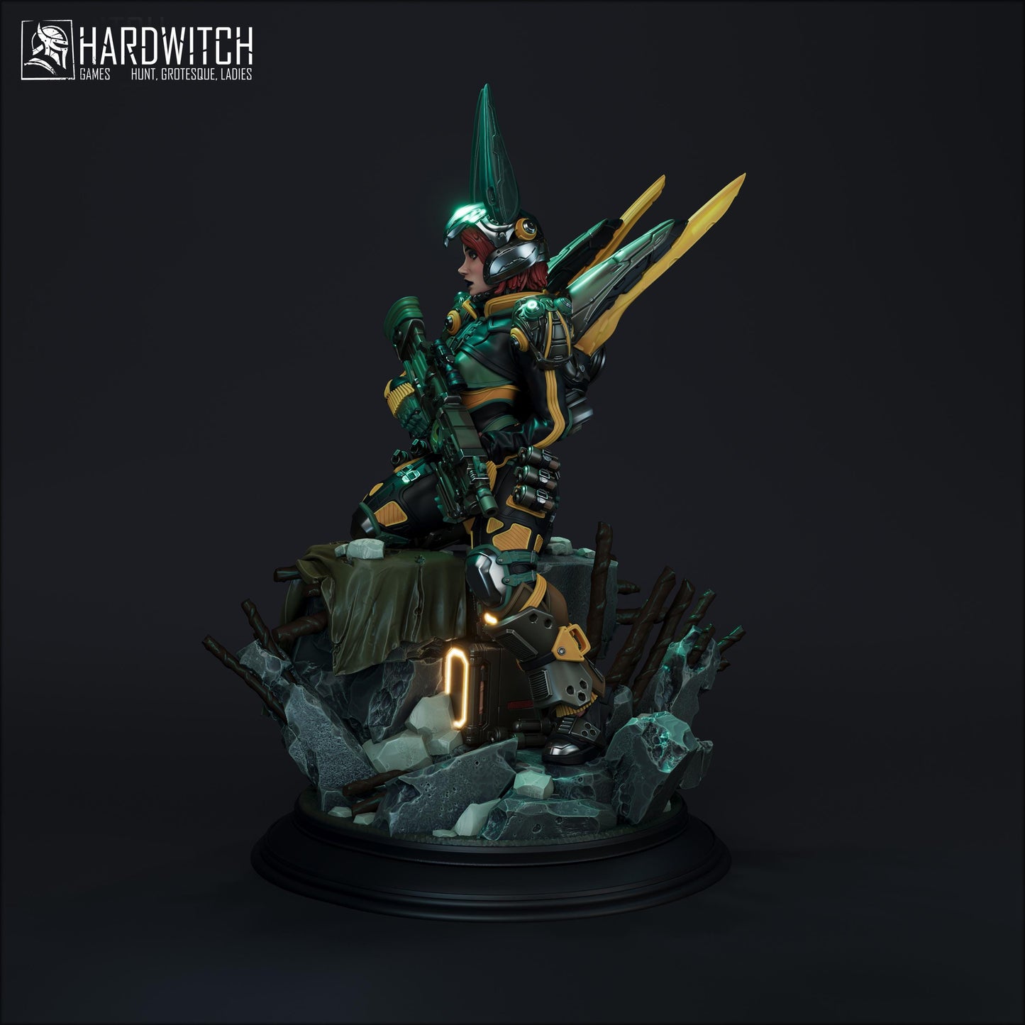 Model Foxtrot Miniature (2 Variations) - 28mm / 32mm / 36mm / 75mm - HardWitch Games - Resin Printed Figure for D&D and Wargaming