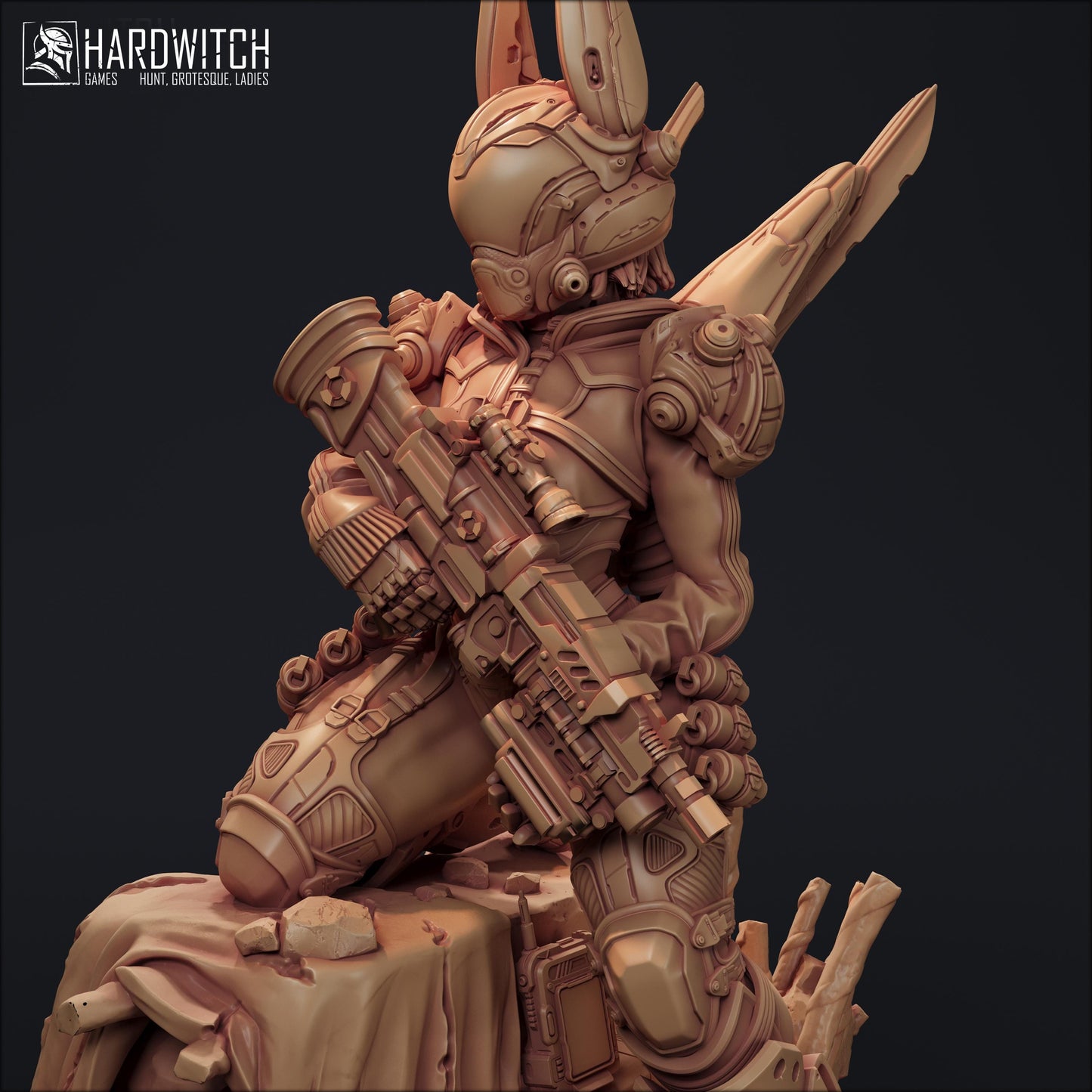 Model Foxtrot Miniature (2 Variations) - 28mm / 32mm / 36mm / 75mm - HardWitch Games - Resin Printed Figure for D&D and Wargaming