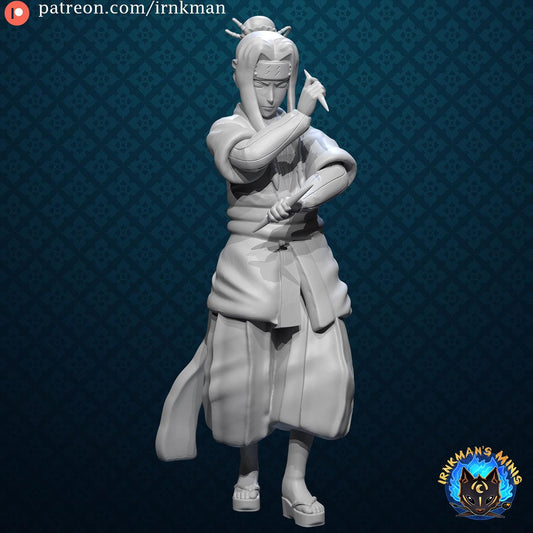 Beautiful Ninja Miniature - 28mm / 32mm / 36mm - Irnkman's Minis - Resin Printed Figure for D&D, TTRPGs, and Board Games