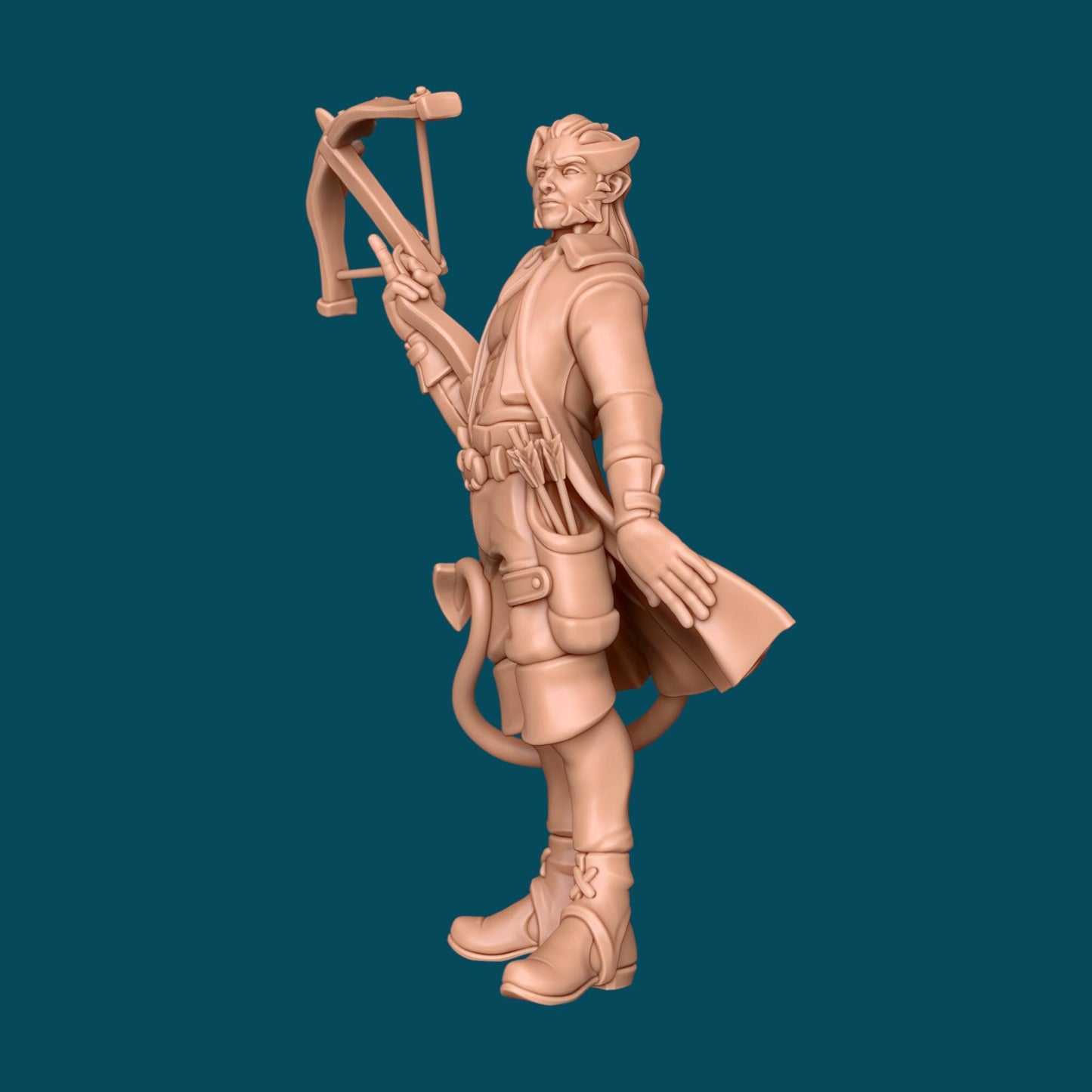 Marsh, Tiefling Hunter Miniature - 28mm / 32mm / 36mm - Awkward Penguin Minis - Resin Printed Figure for D&D, Daggerheart, and Painting