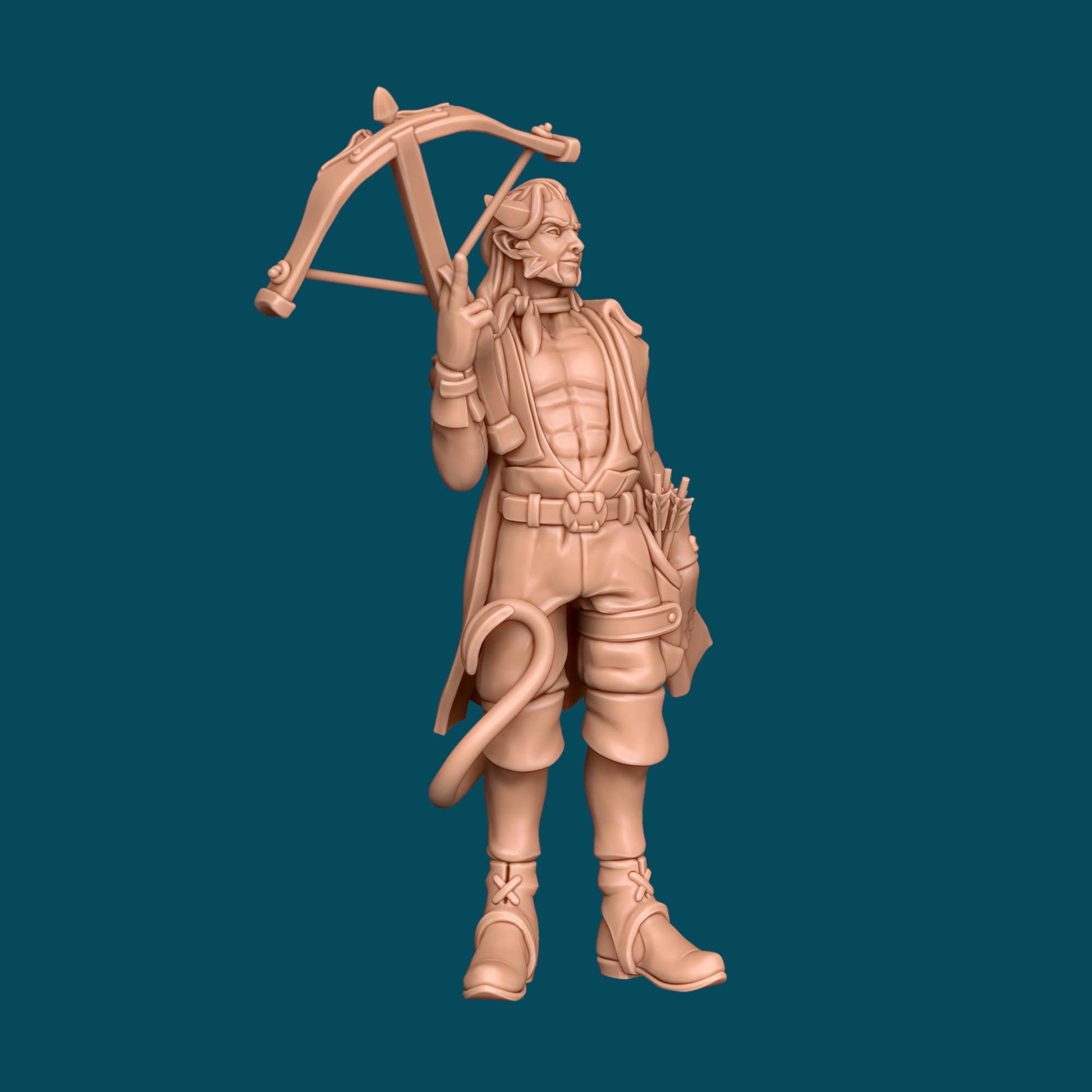 Marsh, Tiefling Hunter Miniature - 28mm / 32mm / 36mm - Awkward Penguin Minis - Resin Printed Figure for D&D, Daggerheart, and Painting