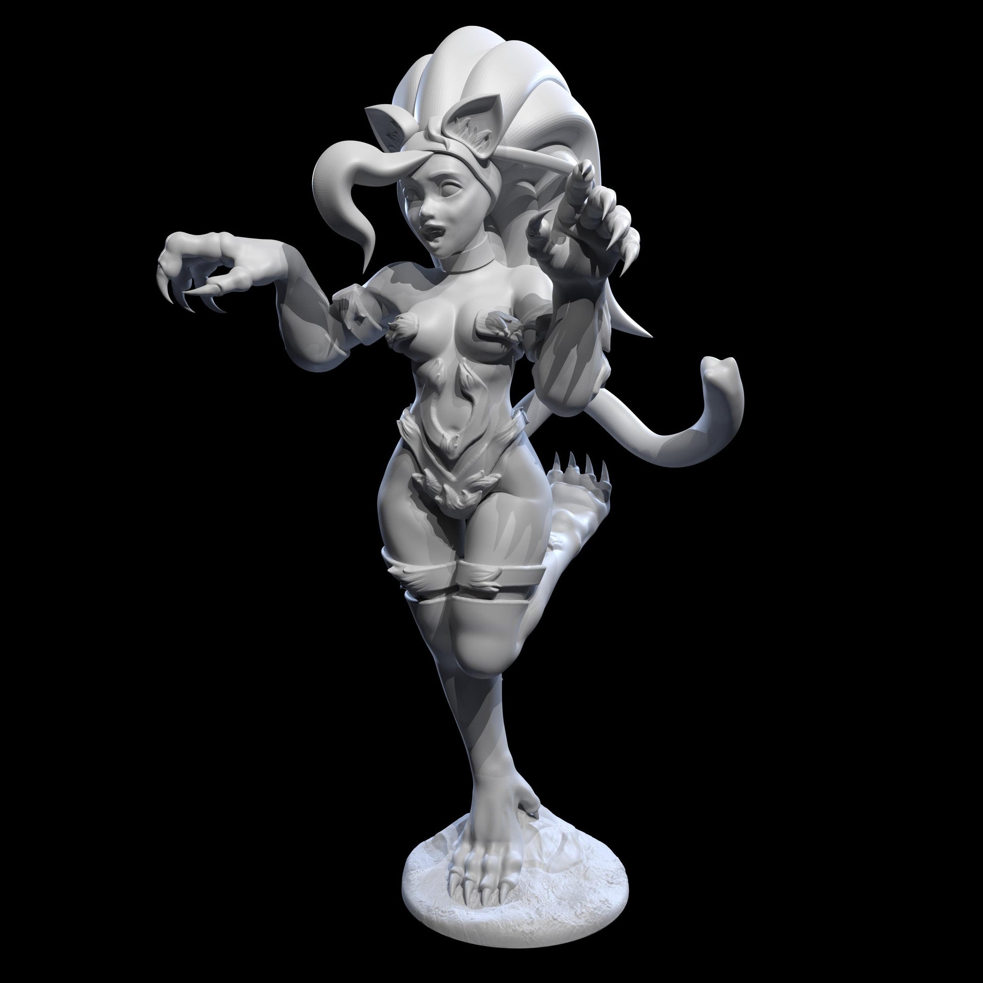 Dark Cat Lady Miniature - 28mm / 32mm / 36mm / 75mm - Ethan Savage Studios - Resin Printed Figure for D&D, TTRPGs, and Board Games
