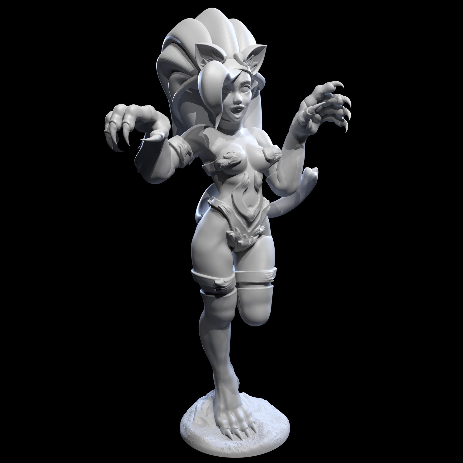 Dark Cat Lady Miniature - 28mm / 32mm / 36mm / 75mm - Ethan Savage Studios - Resin Printed Figure for D&D, TTRPGs, and Board Games
