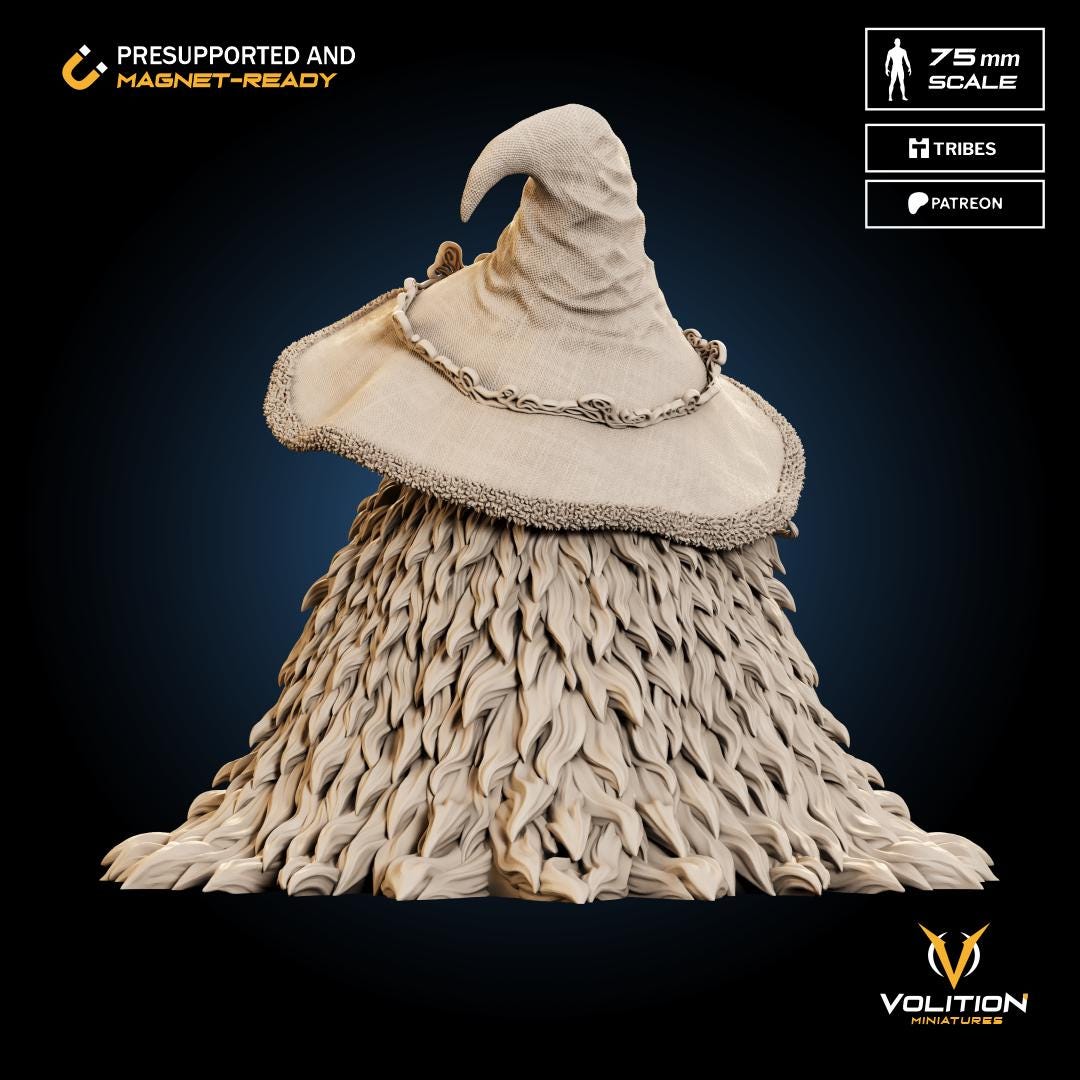 Dark Moon Witch Miniature - 28mm / 32mm / 36mm / 75mm - Volition Miniatures - Resin Printed Figurine for D&D, Board Games, and Painting